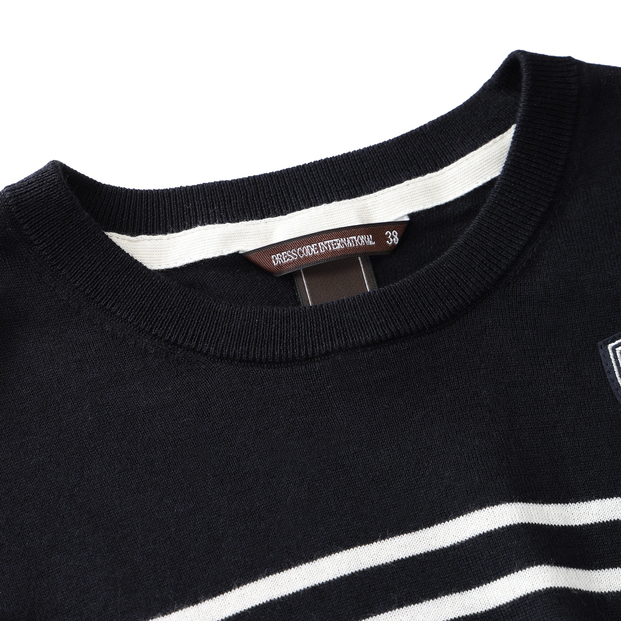 Women's Premium Cotton Striped Long Sleeve Sweater in Navy