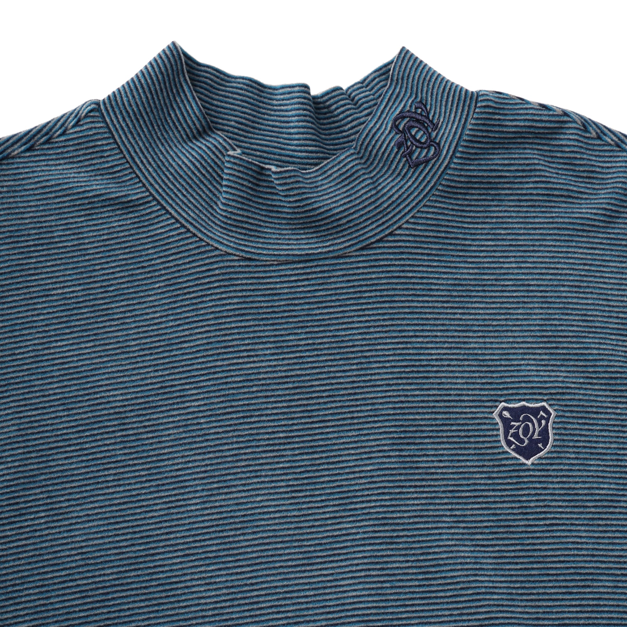 MEN ベア天マルチボーダー 長袖シャツ ナチュラル×グレー