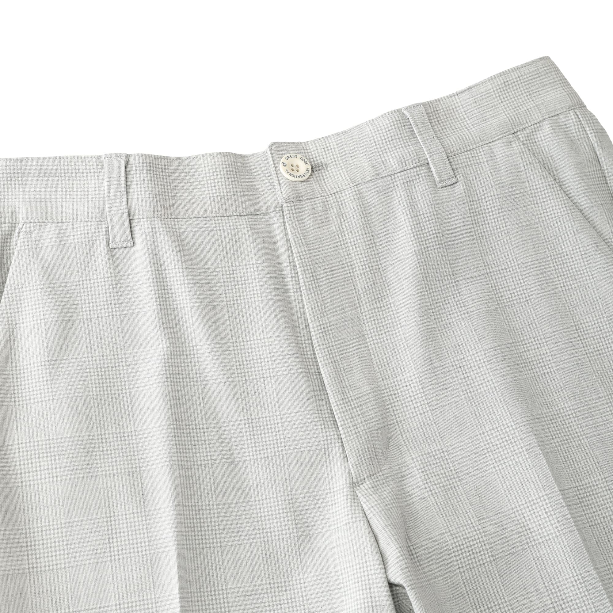 MEN グレンチェックストレッチ ロングパンツ シルバーグレー