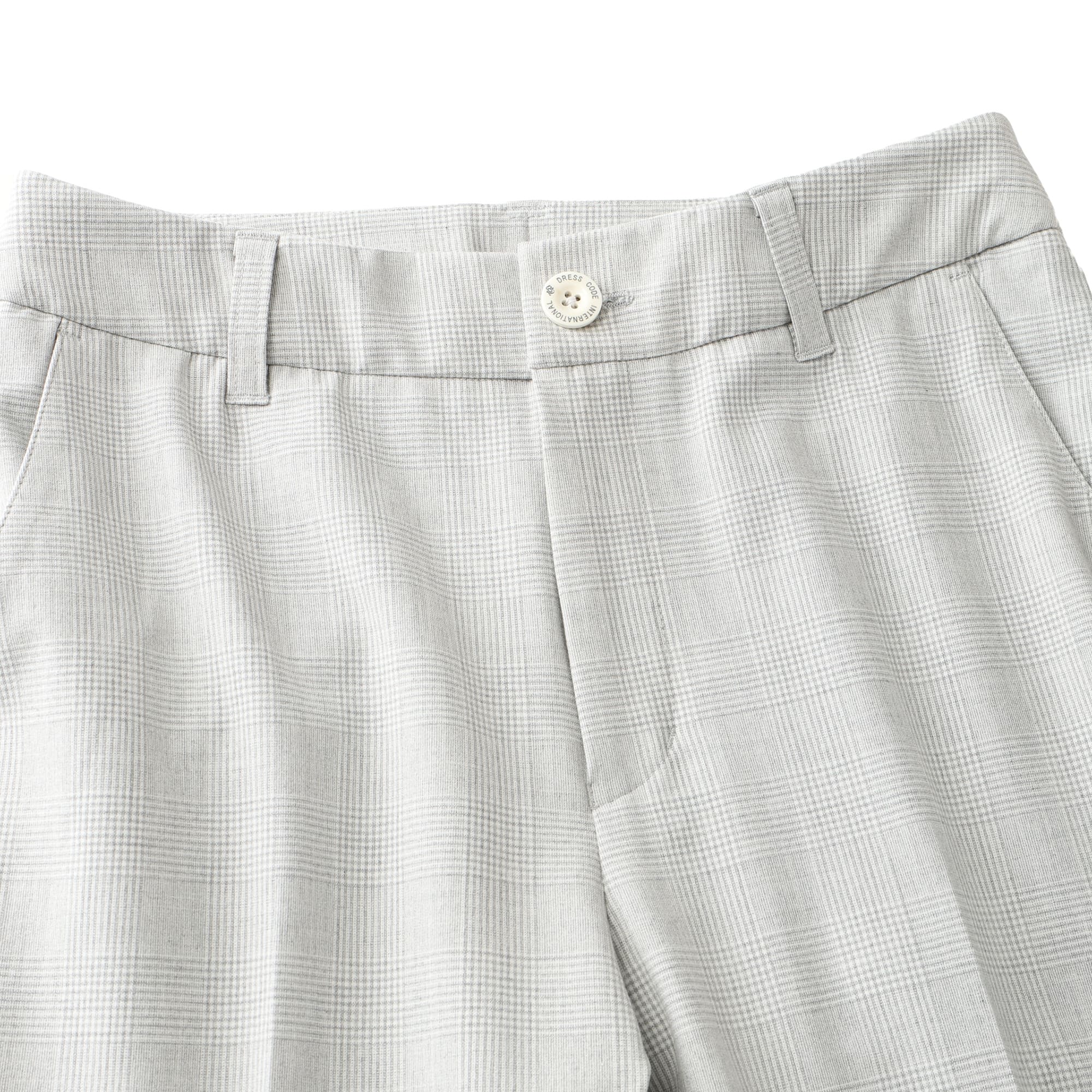 WOMEN グレンチェックストレッチ ロングパンツ シルバーグレー