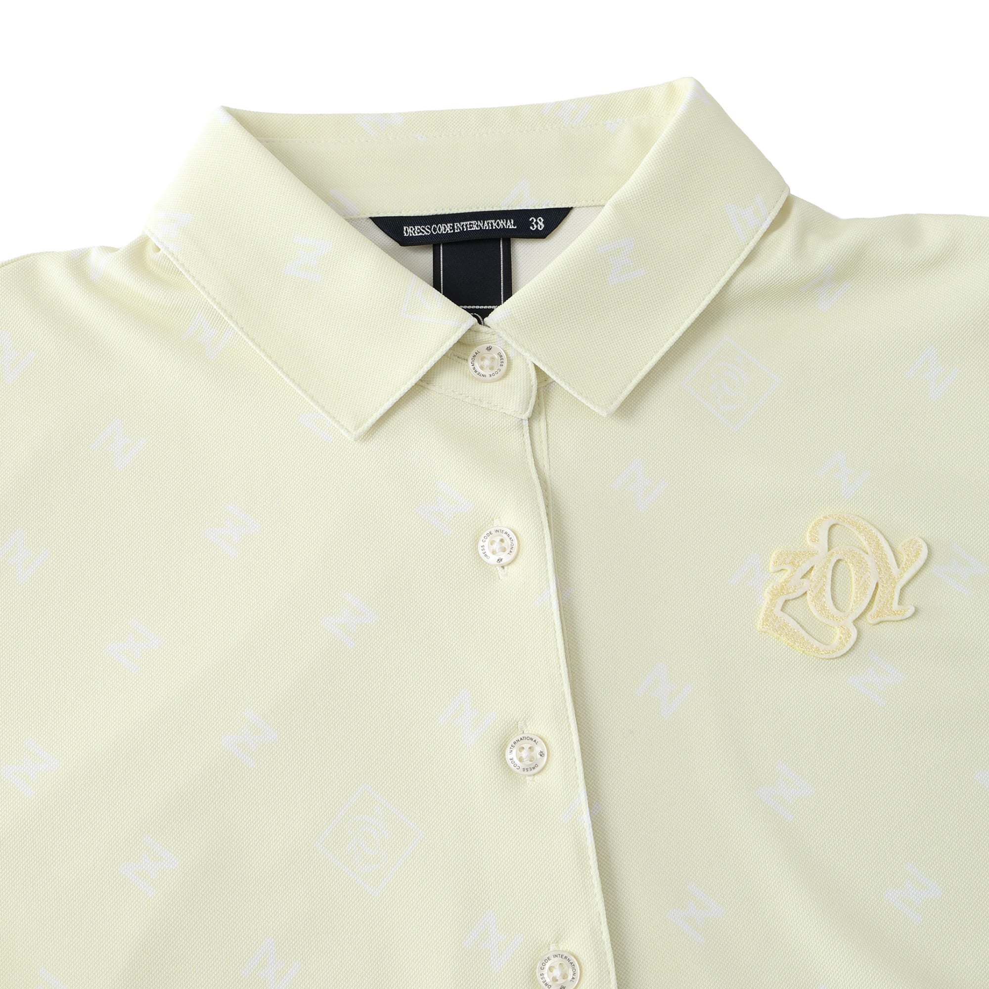 WOMEN Z fine pattern プリント 半袖シャツ クリームイエロー