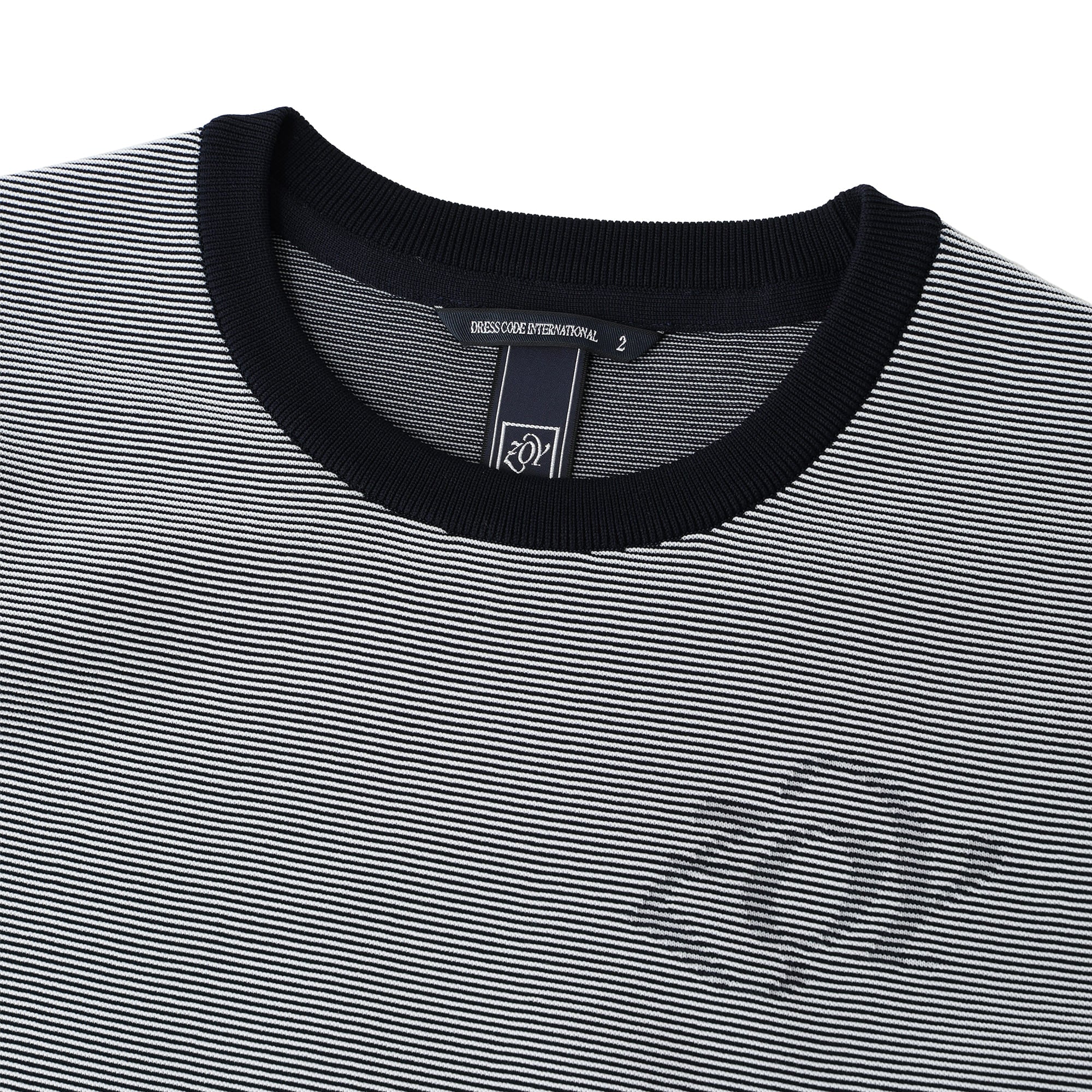 Men's Bicolor Garter Long Sleeve Sweater in Navy and White