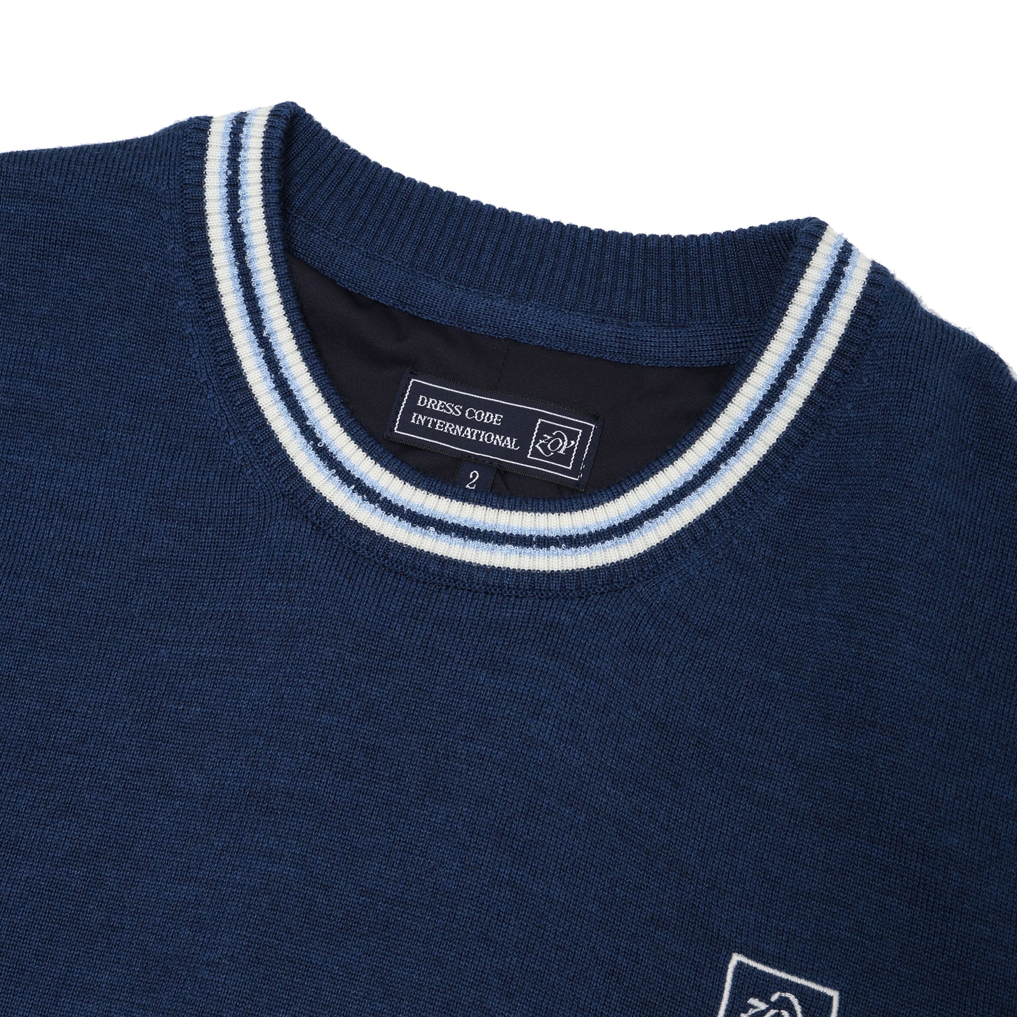 MEN CASHWOOL 長袖セーター(防風裏地付) スレイトブルー