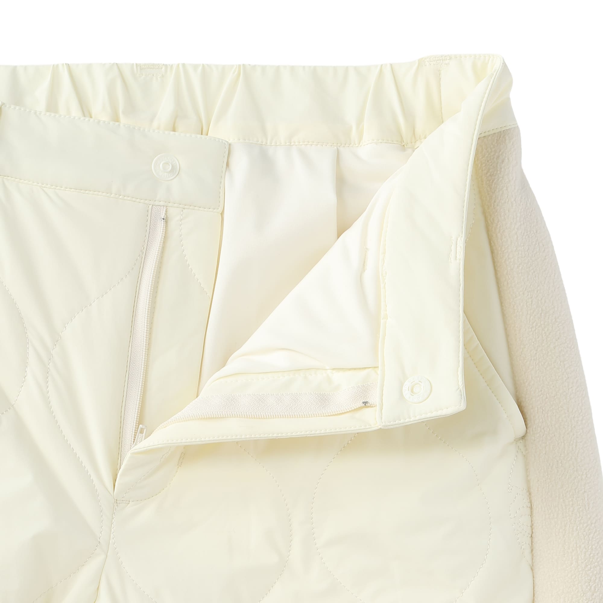 Women's Stretch Taffeta Quilted Long Pants, Cream