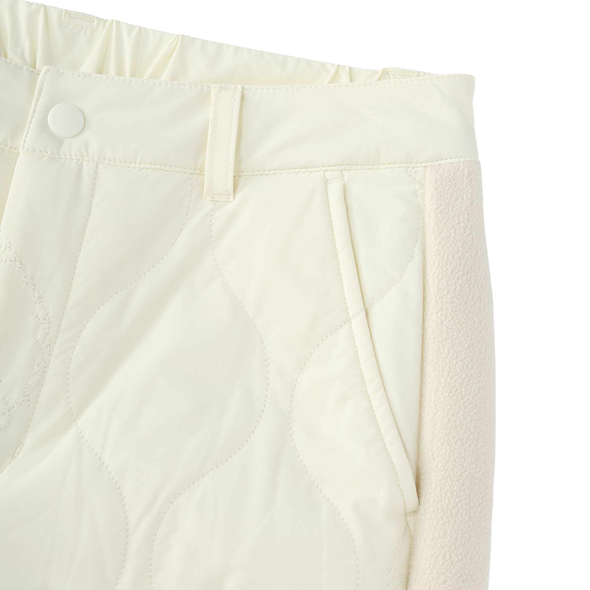 Women's Stretch Taffeta Quilted Long Pants, Cream