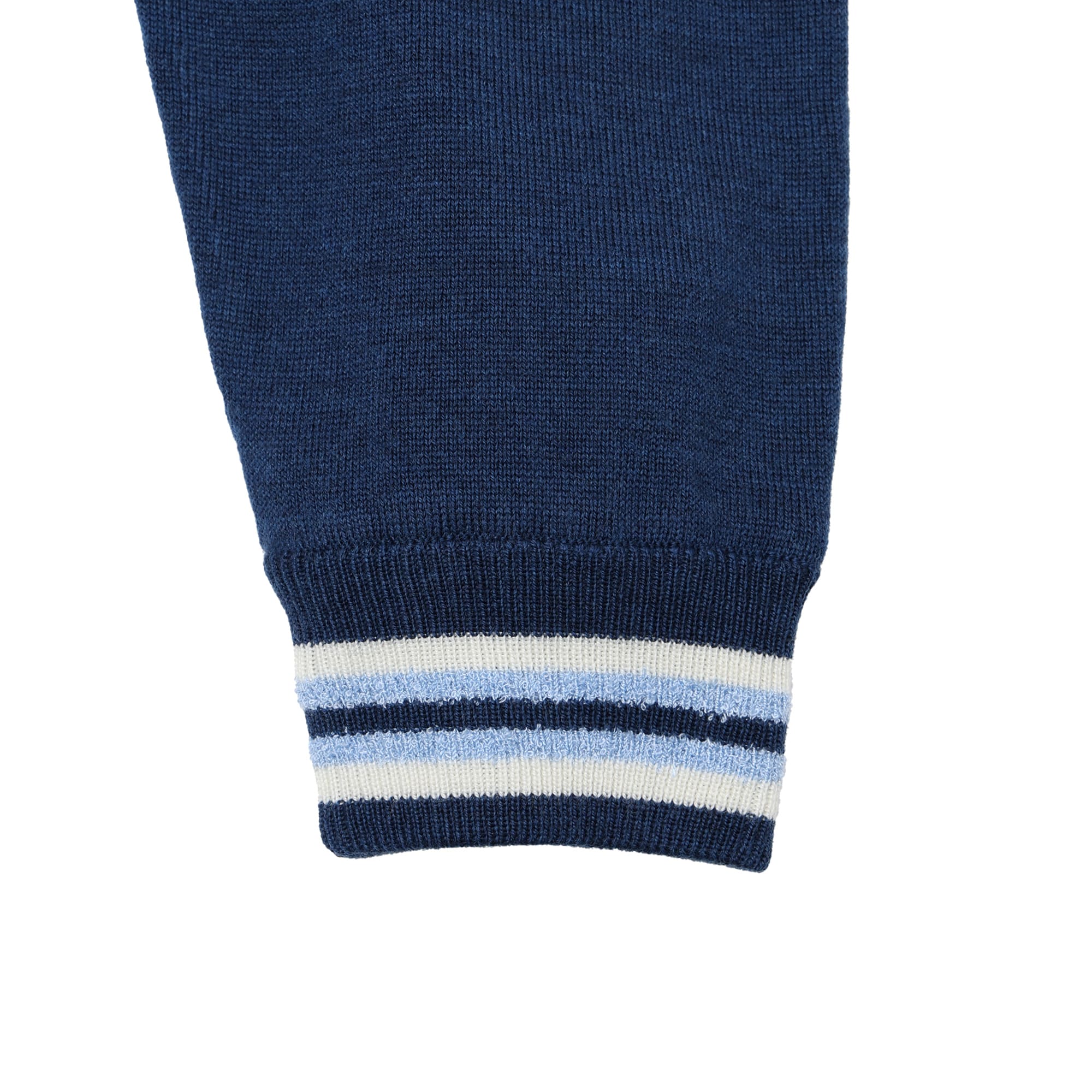 MEN CASHWOOL 長袖セーター(防風裏地付) スレイトブルー