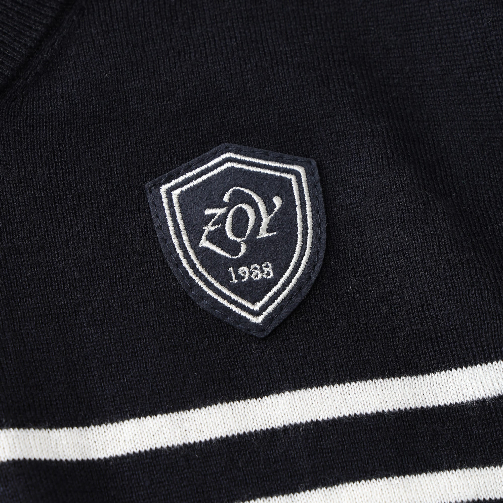Women's Premium Cotton Striped Long Sleeve Sweater in Navy