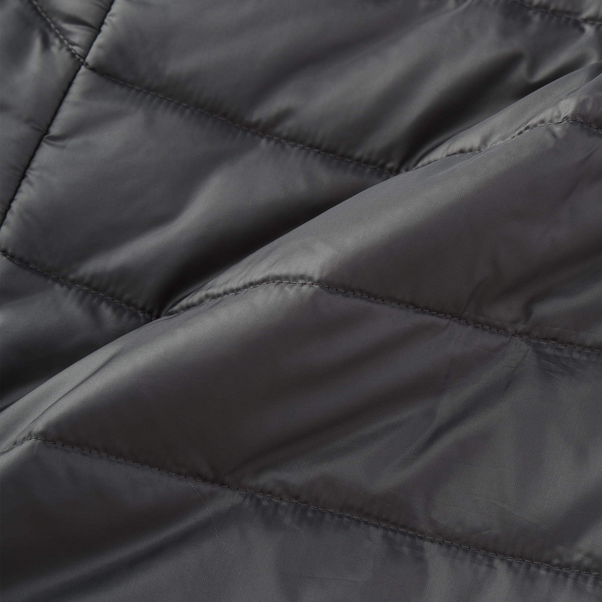 WOMEN ストレッチタフタキルト 中綿ロングベスト チャコール