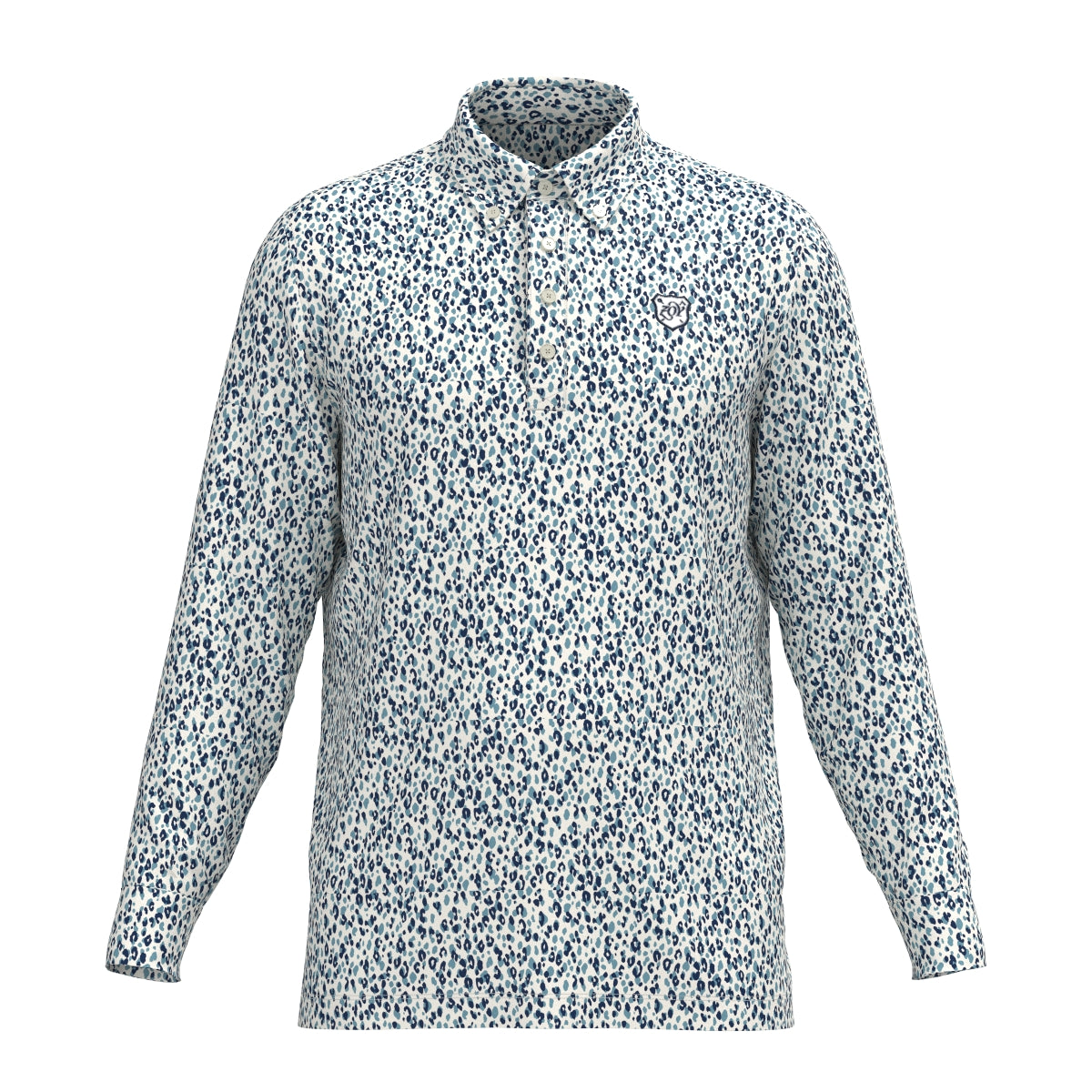 Men's Leopard Print Long Sleeve Shirt, Blue, 071444029