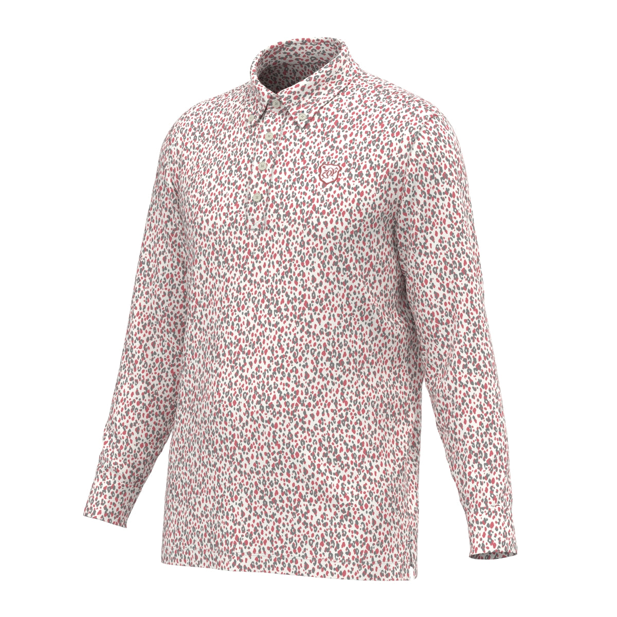 MEN レオパードプリント 長袖シャツ ピンク