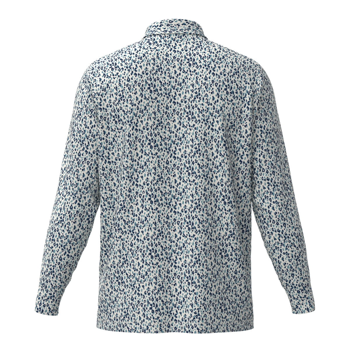 Men's Leopard Print Long Sleeve Shirt, Blue, 071444029