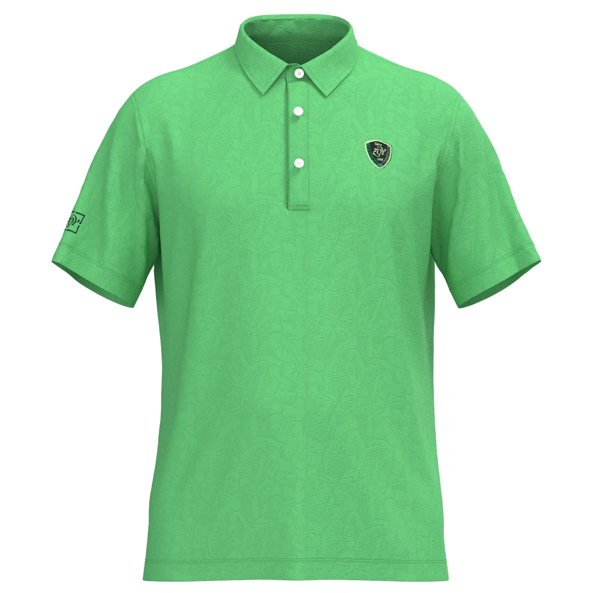 Men's Recycled Poly Flower Lynx Short Sleeve Shirt, Green