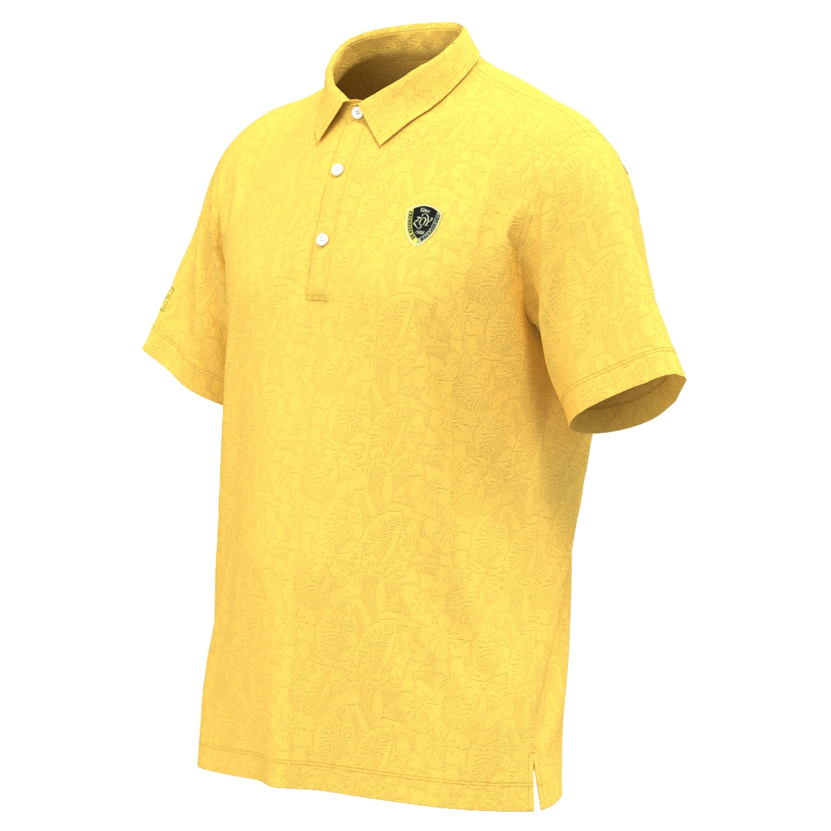Men's Recycled Poly Flower Lynx Short Sleeve Shirt in Banana Yellow