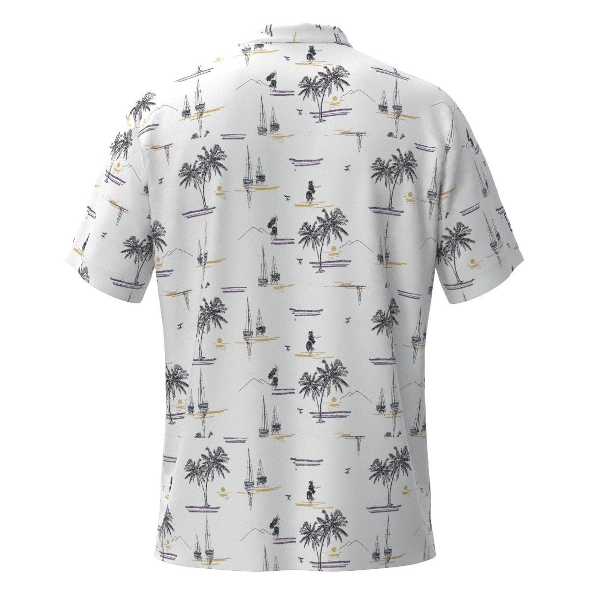 MEN シーサイドプリント 半袖シャツ オフホワイト