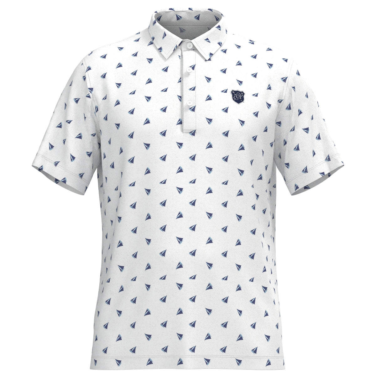 Men's Yacht Print Short Sleeve Shirt White