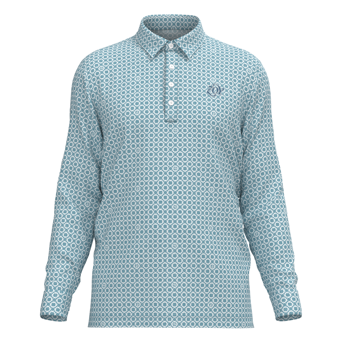 MEN フロートリングプリント 長袖シャツ スカイブルー
