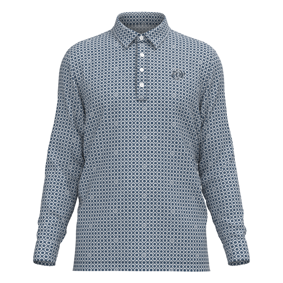 MEN フロートリングプリント 長袖シャツ シーブルー