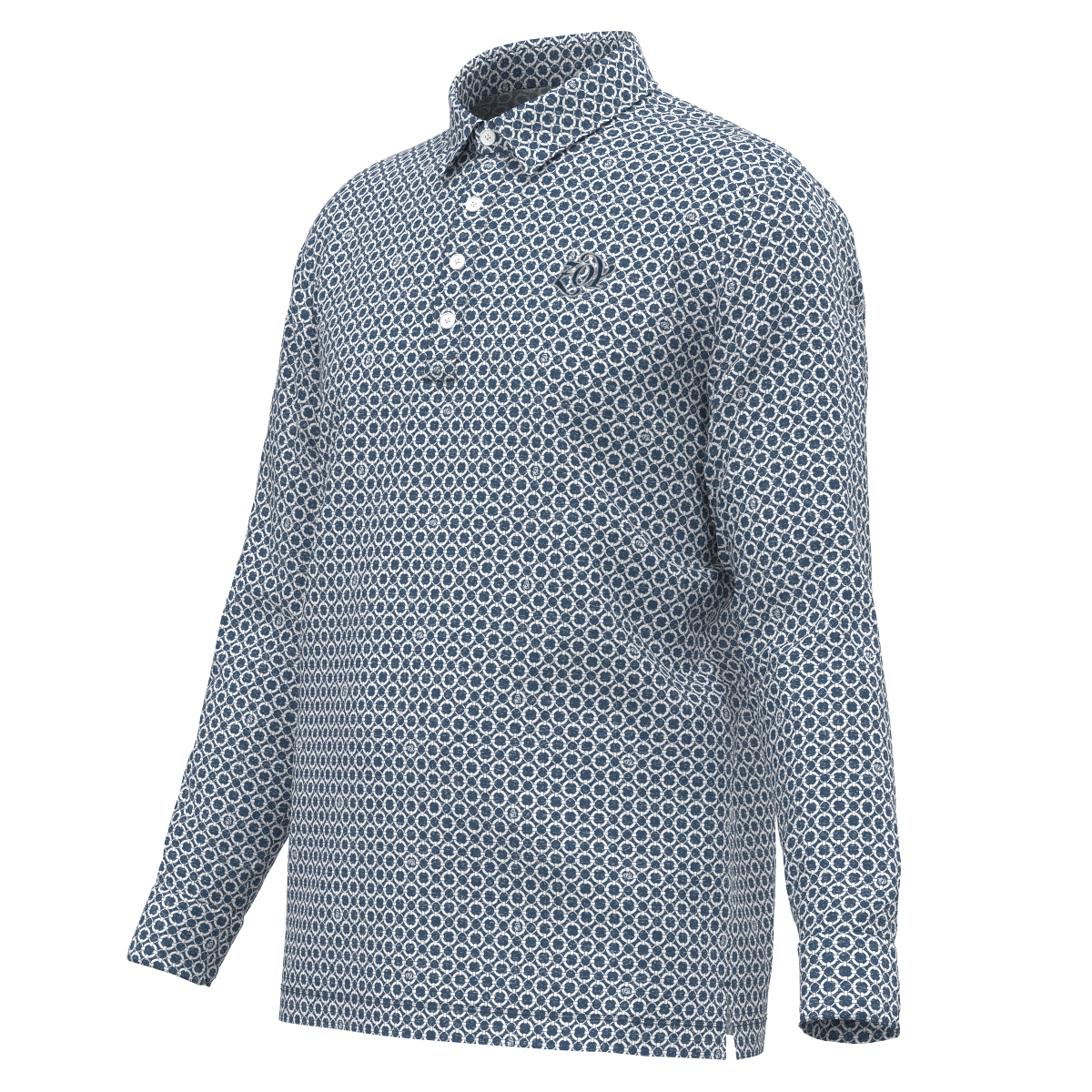 MEN フロートリングプリント 長袖シャツ シーブルー