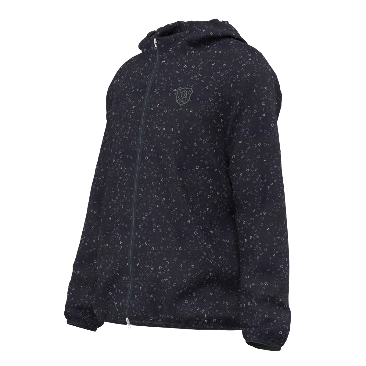 Men's Fragment Logo Print Zip Hoodie in Navy