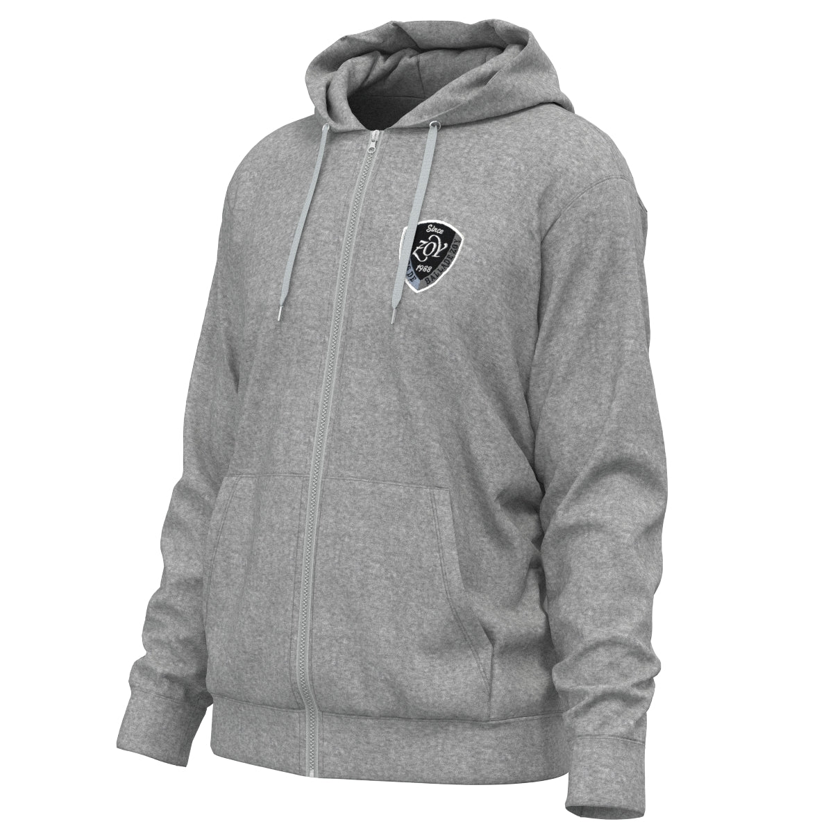 Men's Melange Organic Cotton Tile Zip Hoodie in Gray