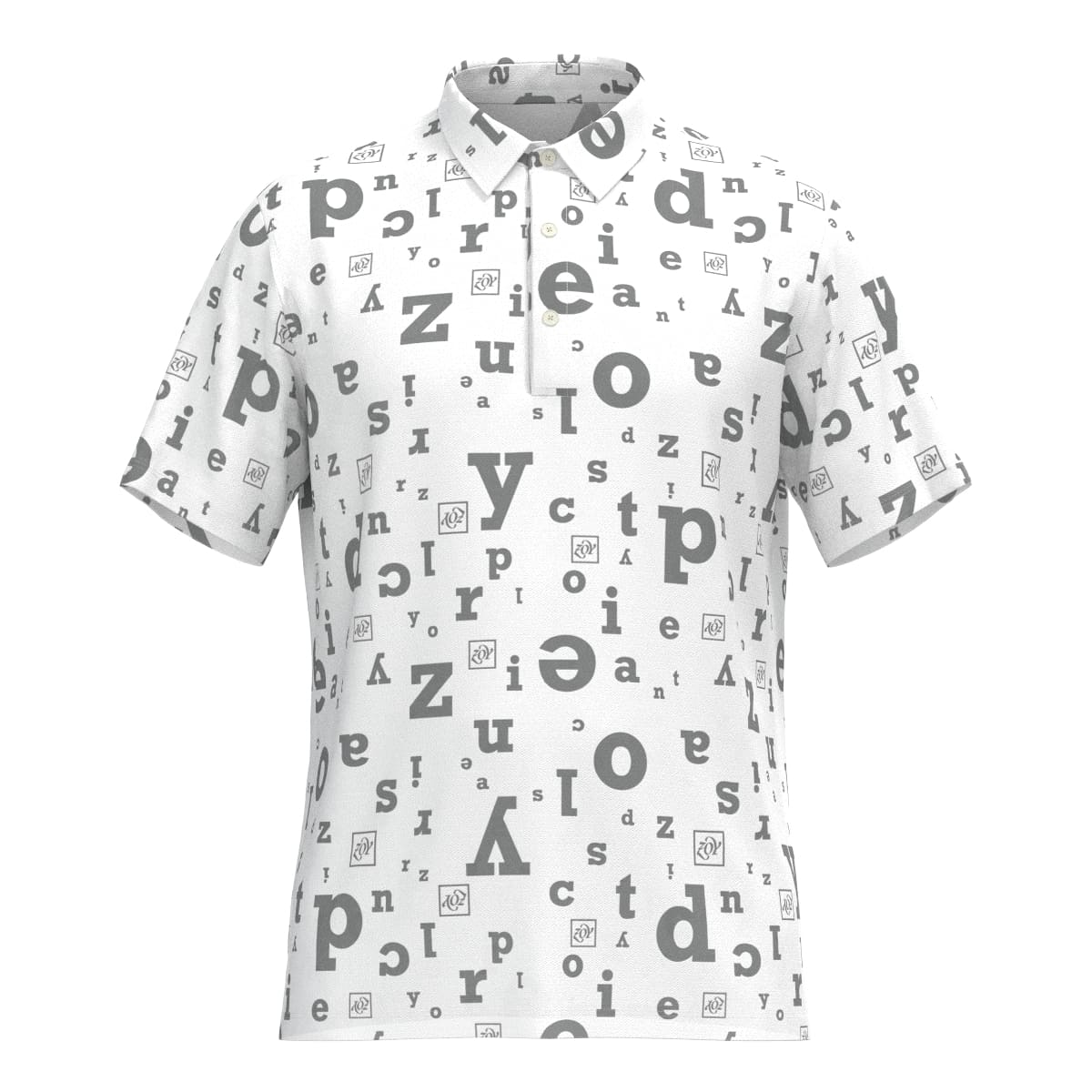 Men's Alphabet Print Short Sleeve Shirt White