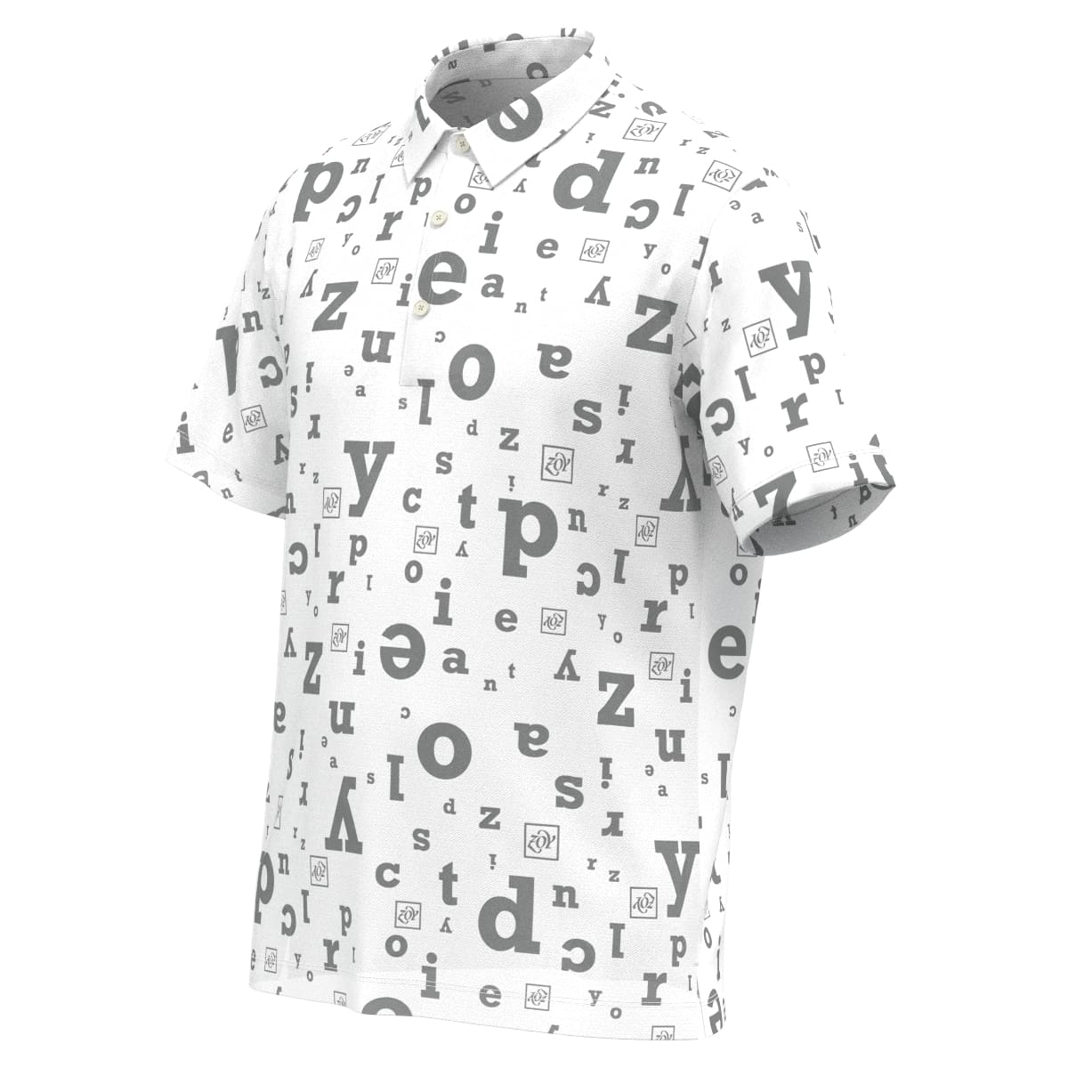 Men's Alphabet Print Short Sleeve Shirt White