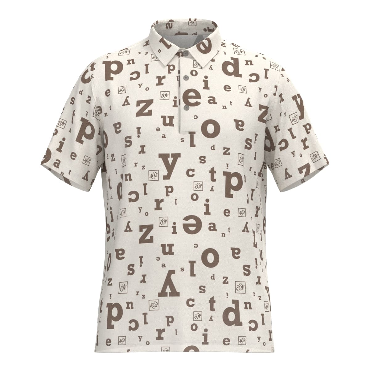Men's Alphabet Print Short Sleeve Shirt in Cafe Mocha