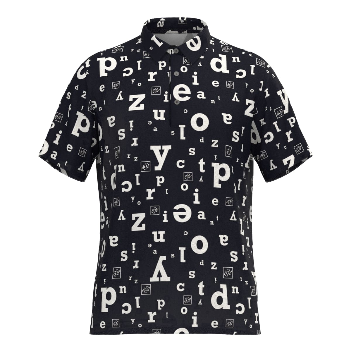 Men's Alphabet Print Short Sleeve Shirt, Navy