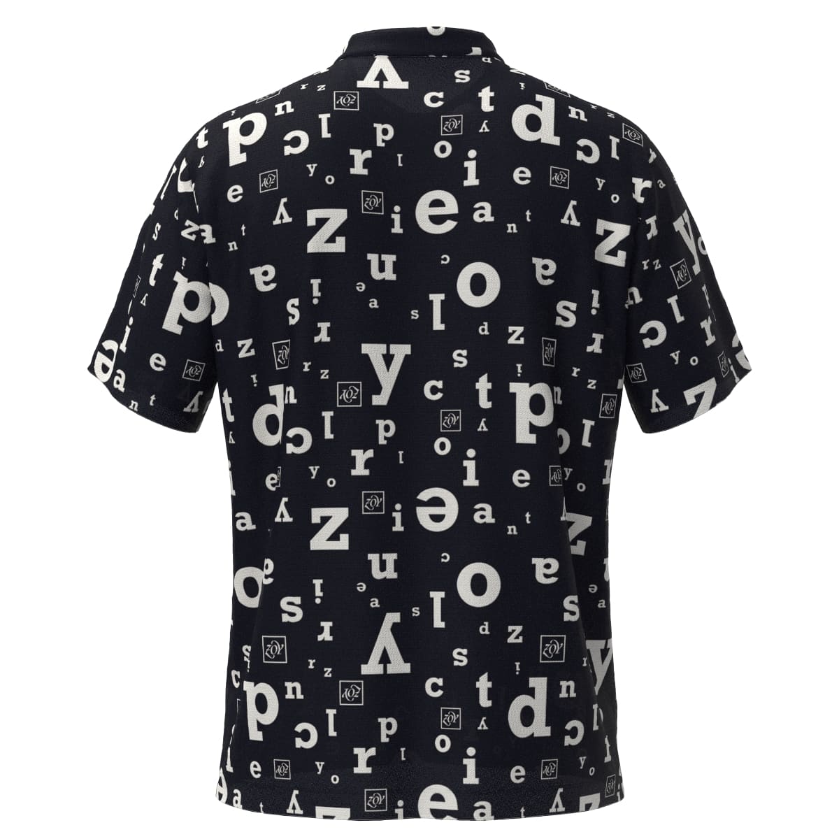 Men's Alphabet Print Short Sleeve Shirt, Navy