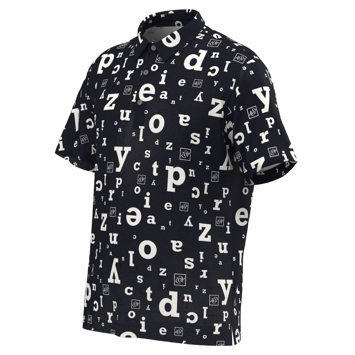 Men's Alphabet Print Short Sleeve Shirt, Navy