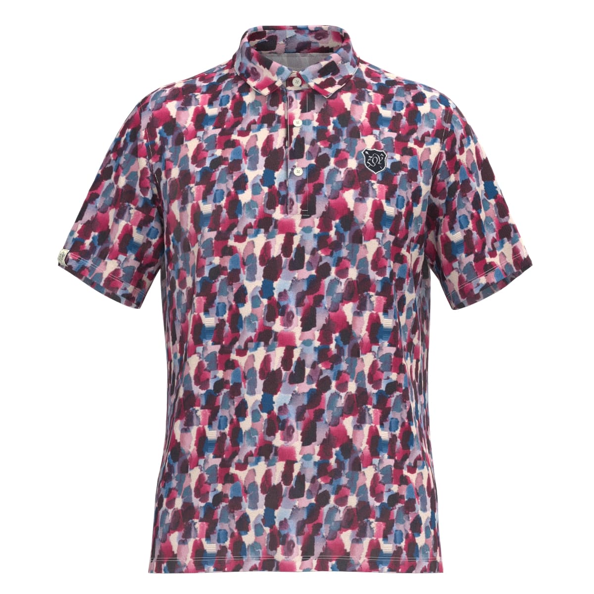 Men's Marble Bits Print Short Sleeve Shirt in Burgundy