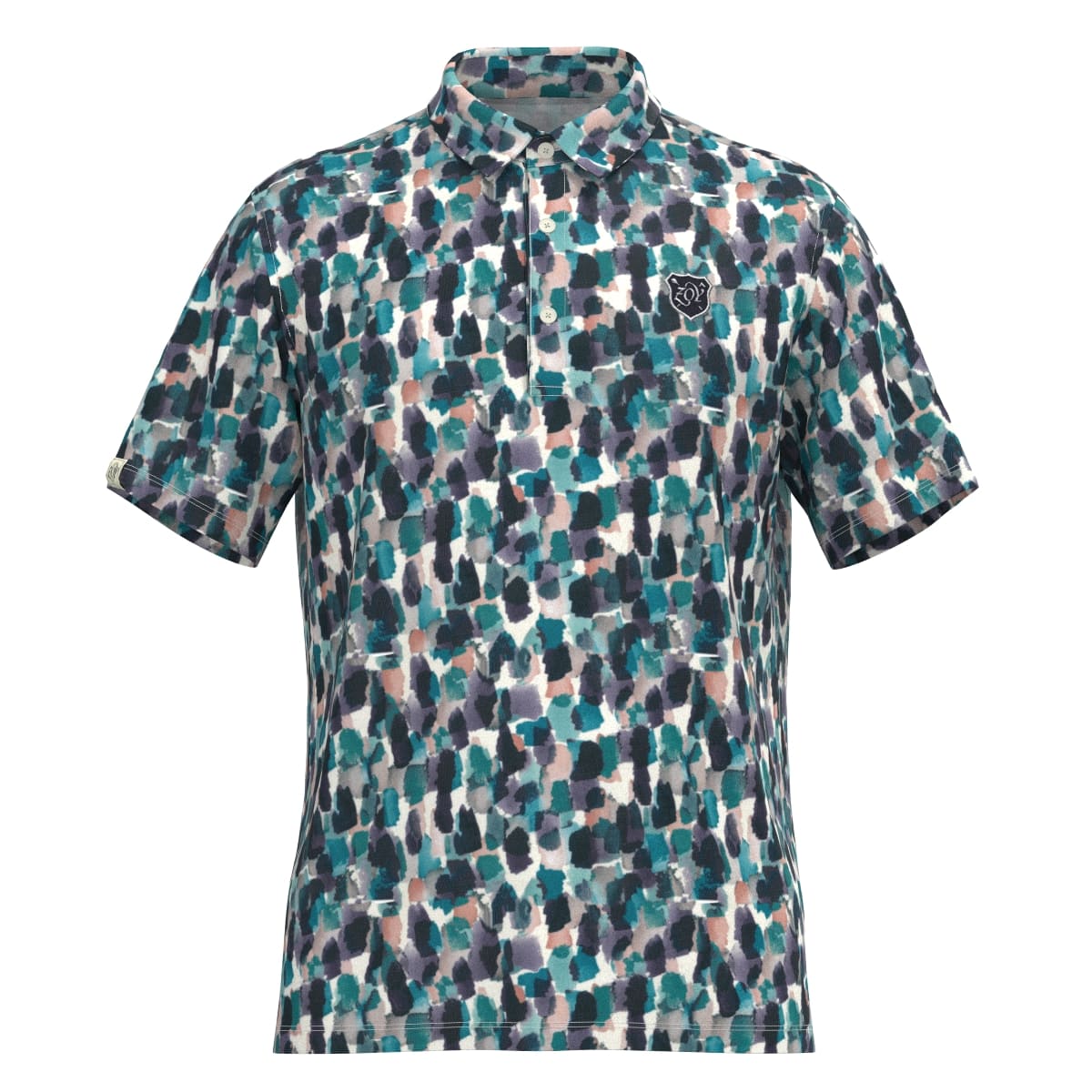 Men's Marble Bits Print Short Sleeve Shirt, Green