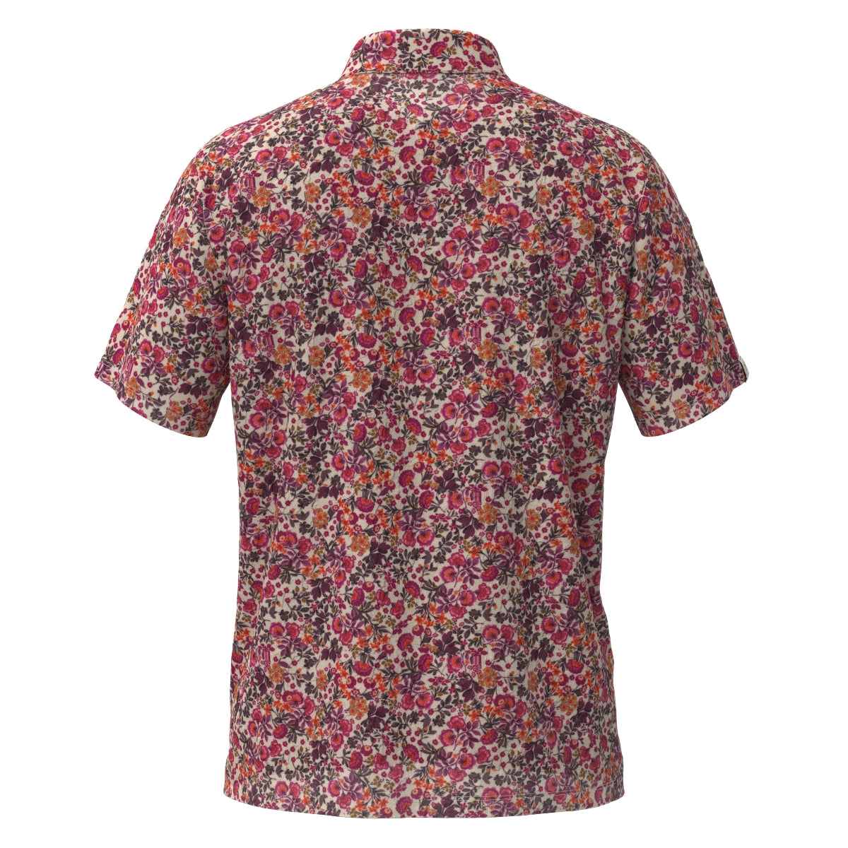 Men's Four Leaf Floral Print Short Sleeve Shirt in Burgundy
