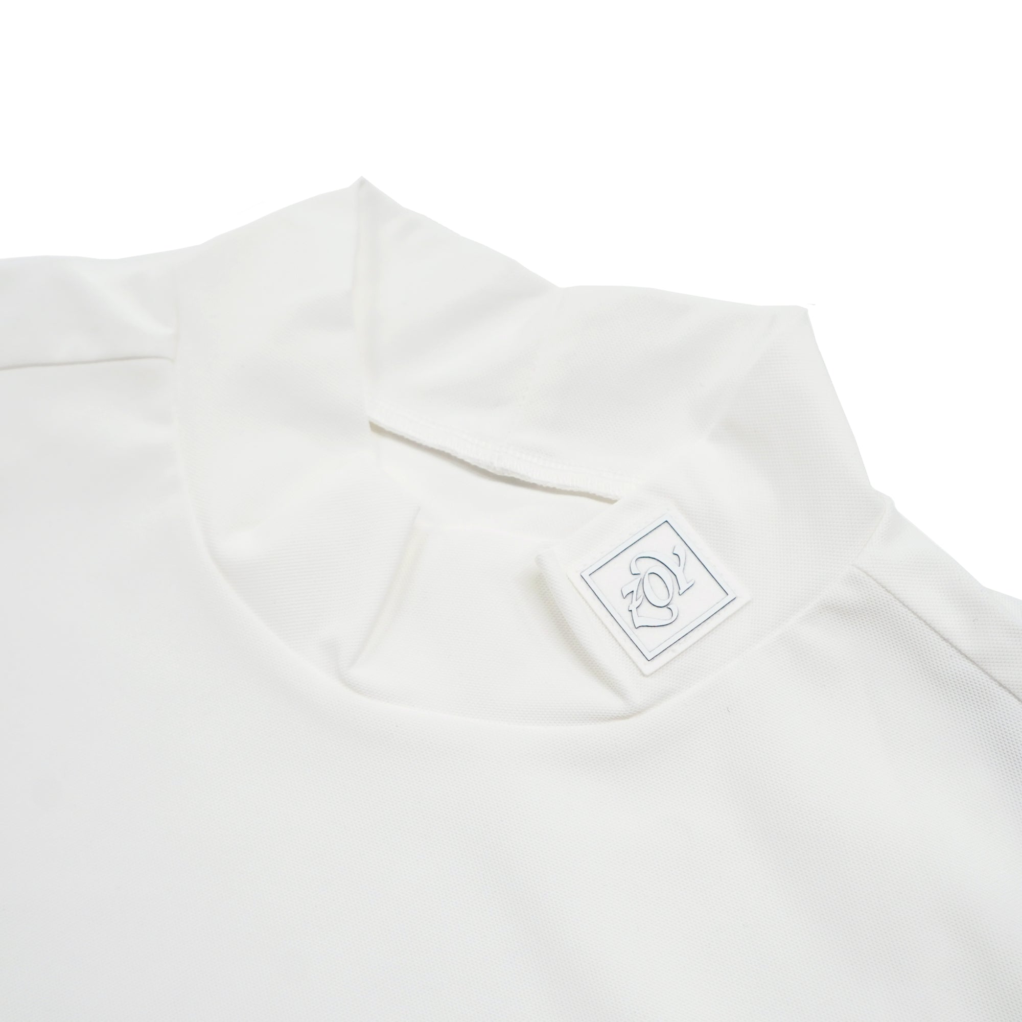 MEN ナイロン鹿の子ストレッチ 半袖シャツ ホワイト