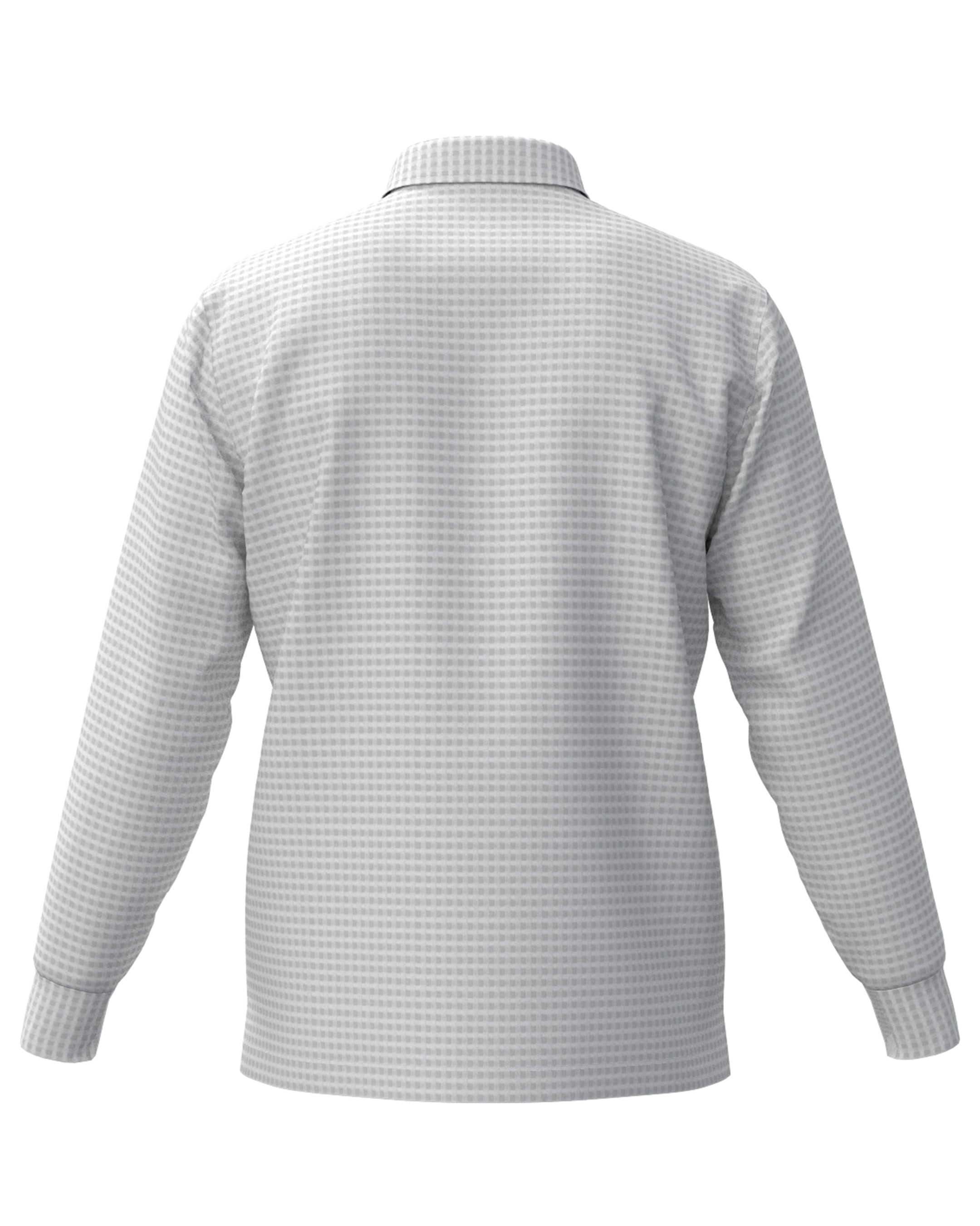 MEN HGJQニットギンガム 長袖シャツ ライトグレー