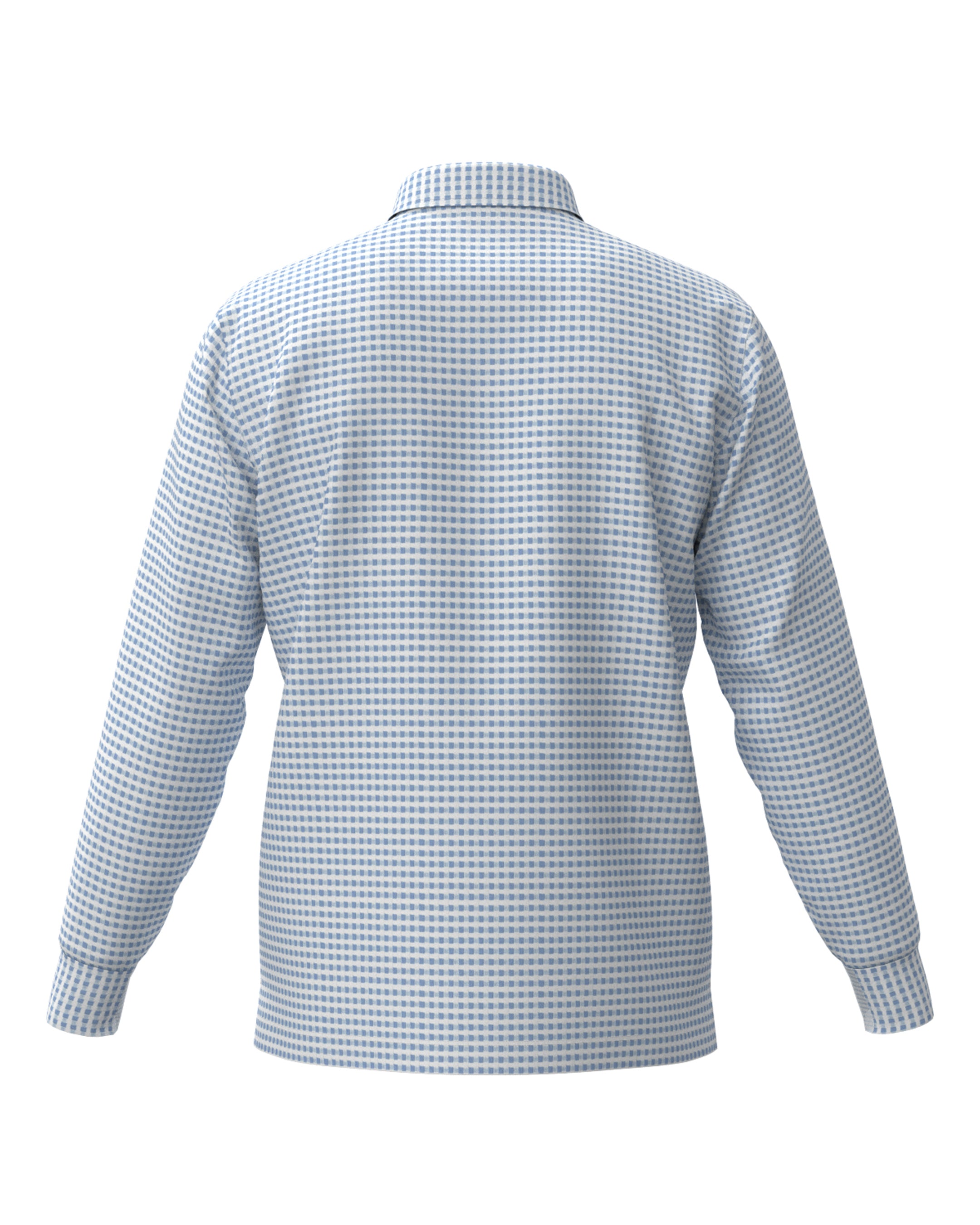 MEN HGJQニットギンガム 長袖シャツ サックス