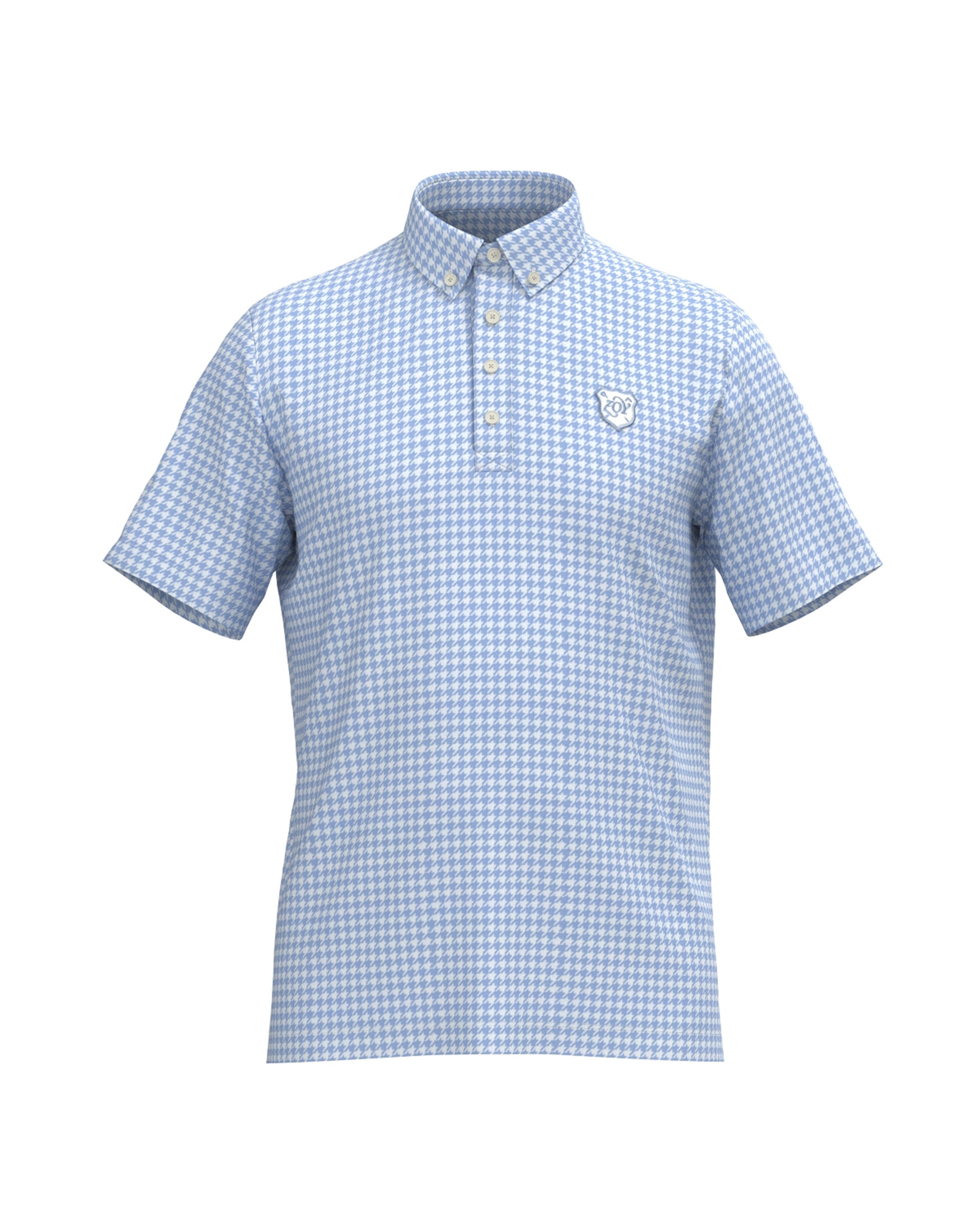 MEN HGJQニット千鳥 半袖シャツ ブルー