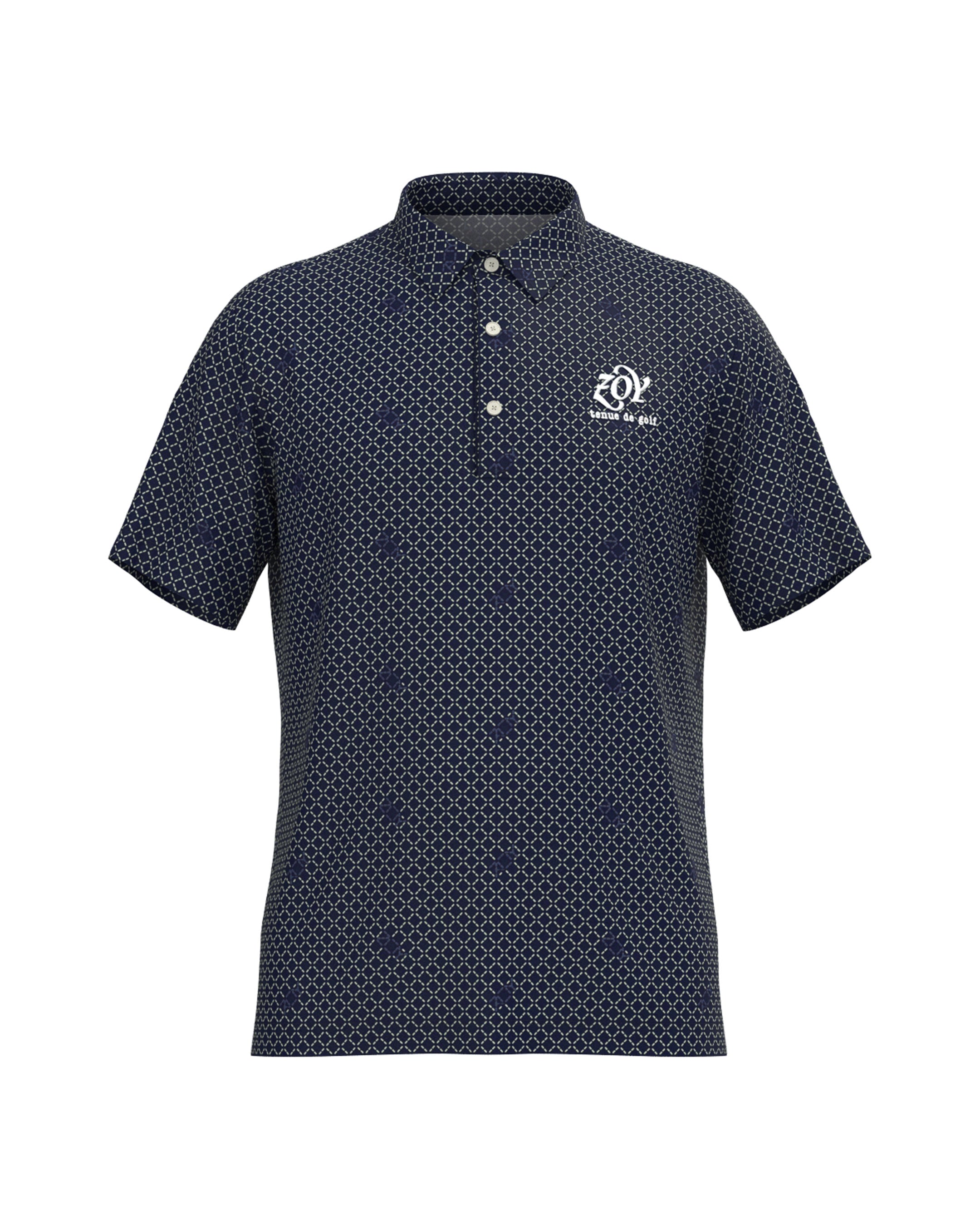 MEN ステッチメッシュPT 半袖シャツ ネイビー