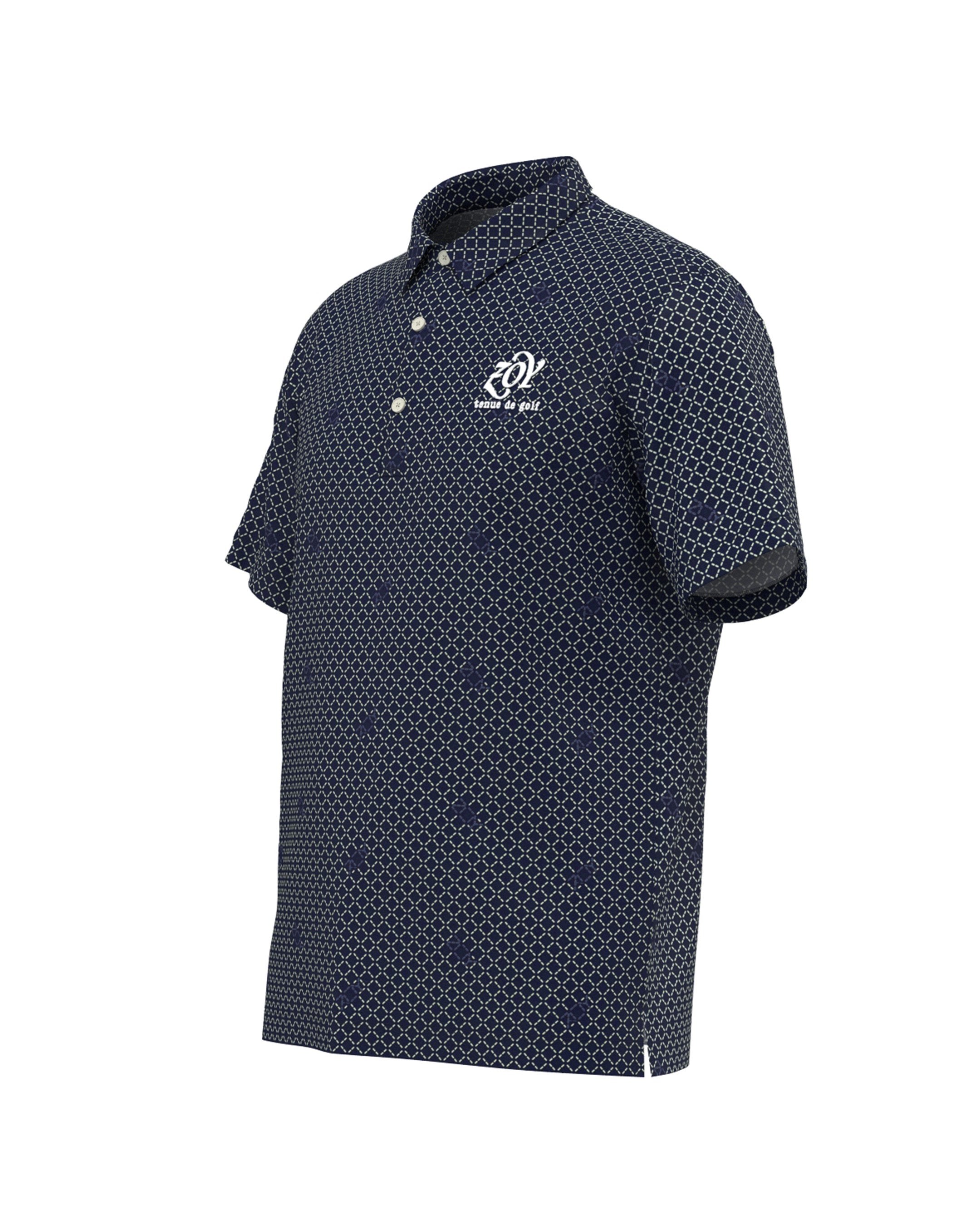 MEN ステッチメッシュPT 半袖シャツ ネイビー