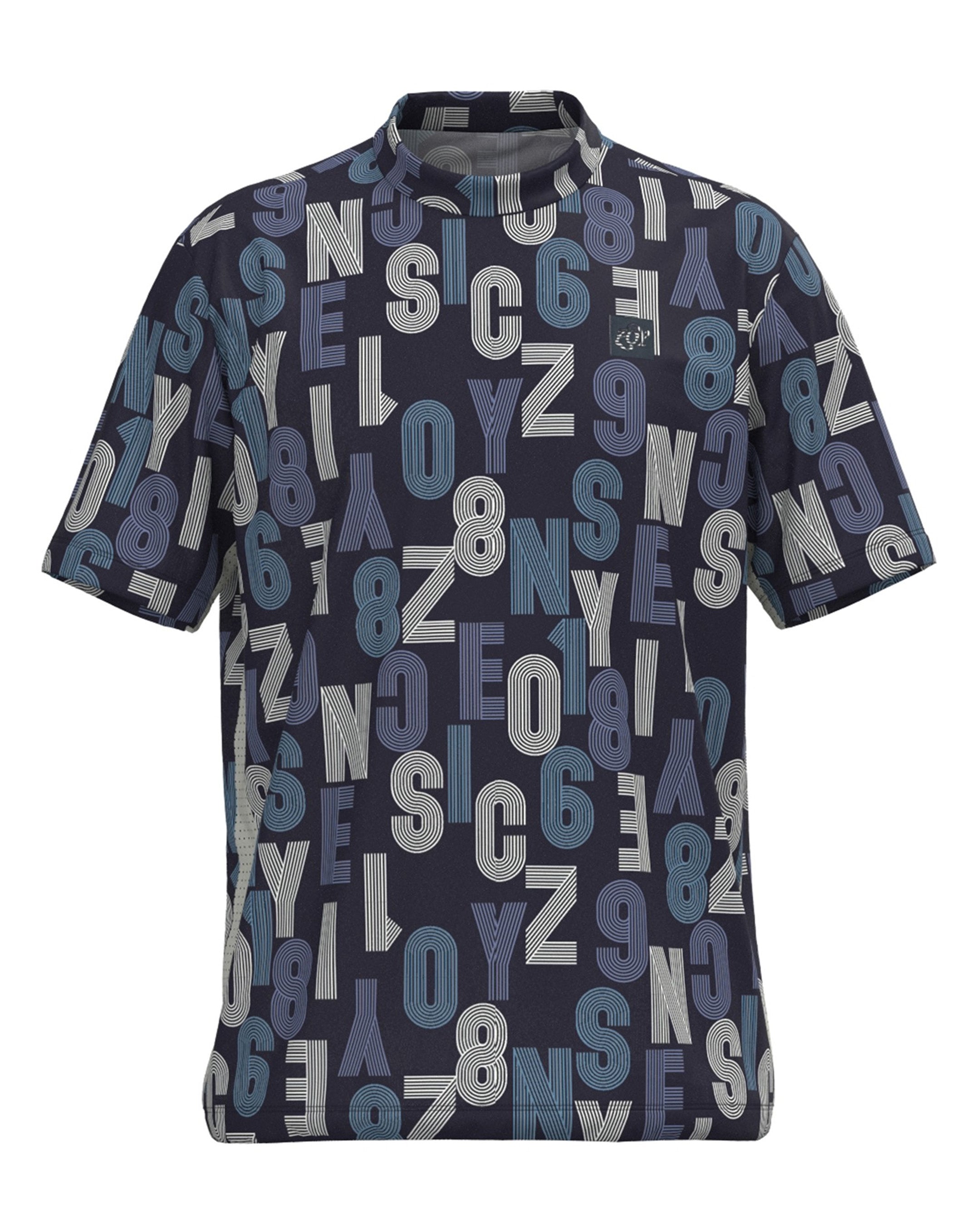 MEN トラックロゴPT 半袖モックネックシャツ エッグプラント