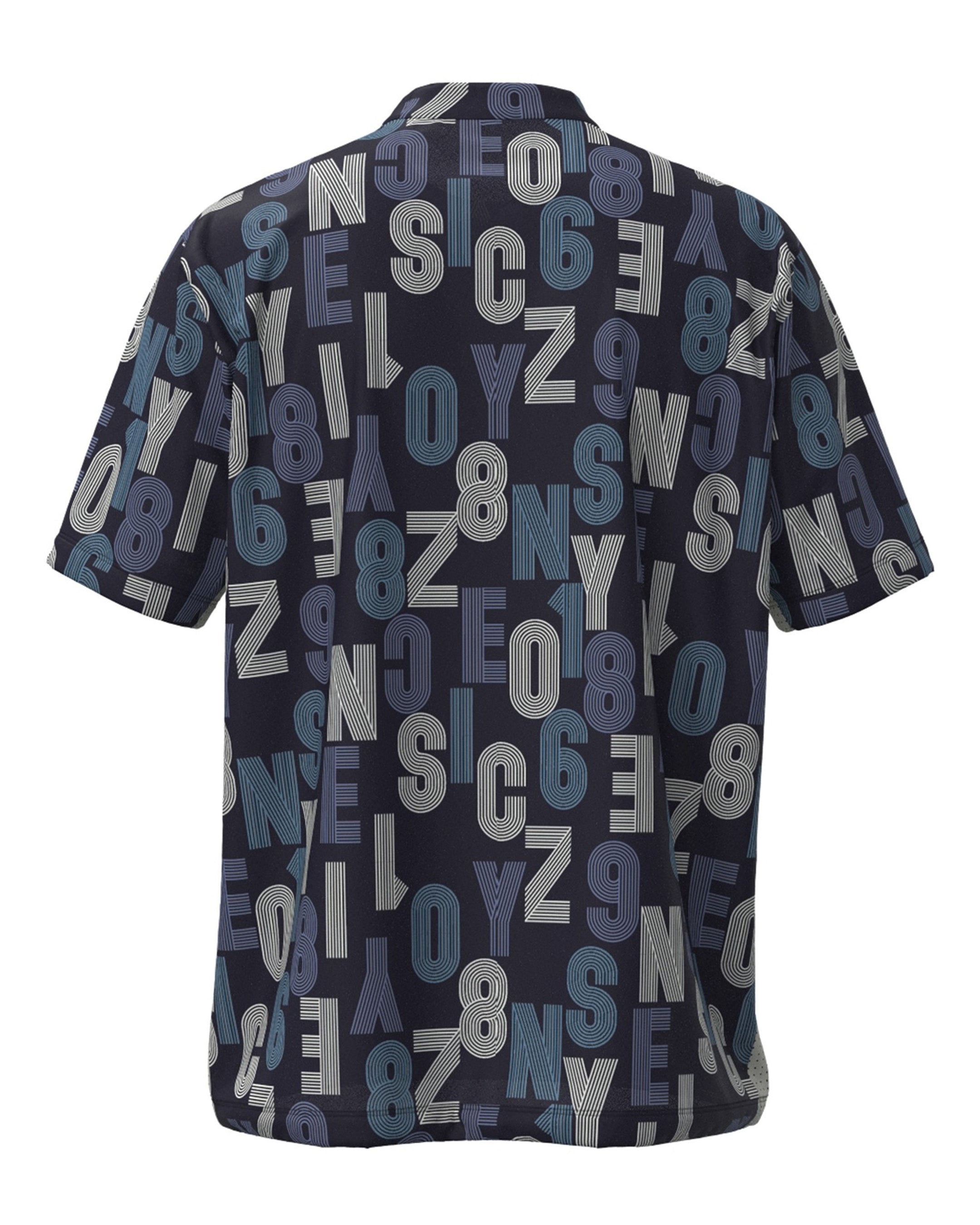 MEN トラックロゴPT 半袖モックネックシャツ エッグプラント