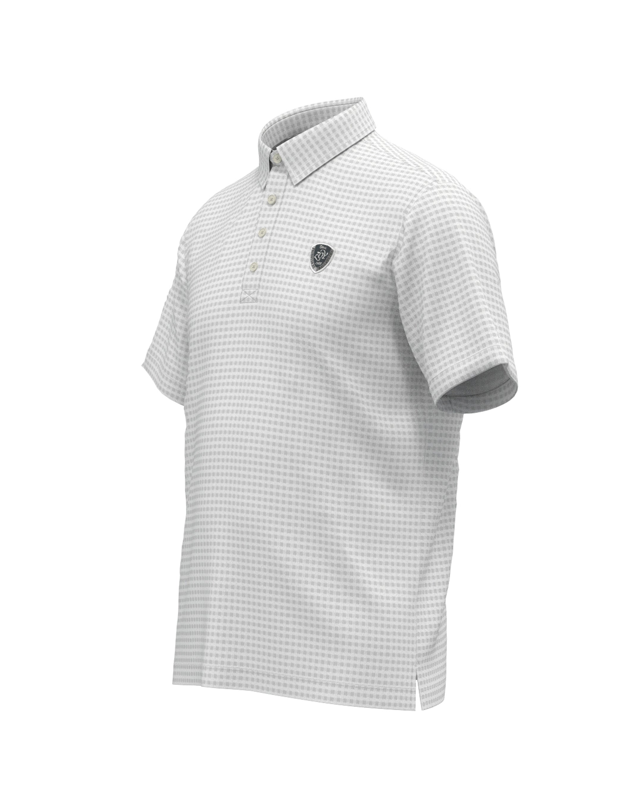 MEN HGJQニットギンガム 半袖シャツ ライトグレー