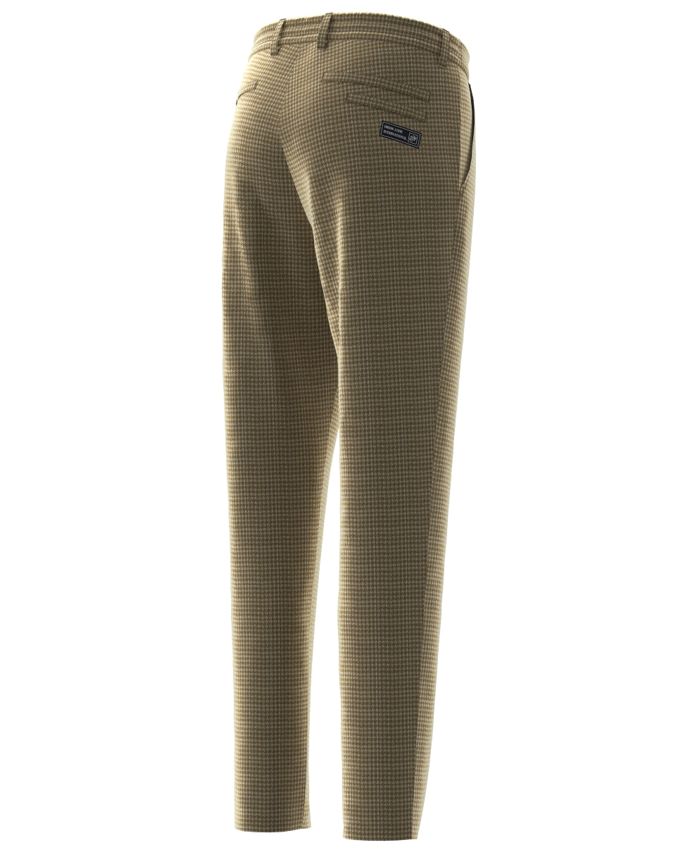 MEN VELVET KNIT 千鳥プリント ロングパンツ カフェオレ