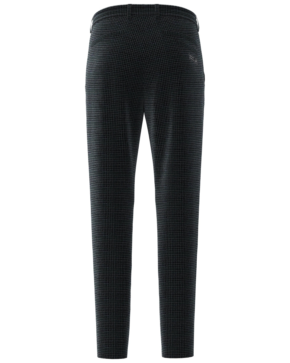 MEN VELVET KNIT 千鳥プリント ロングパンツ ダークブルーグレー