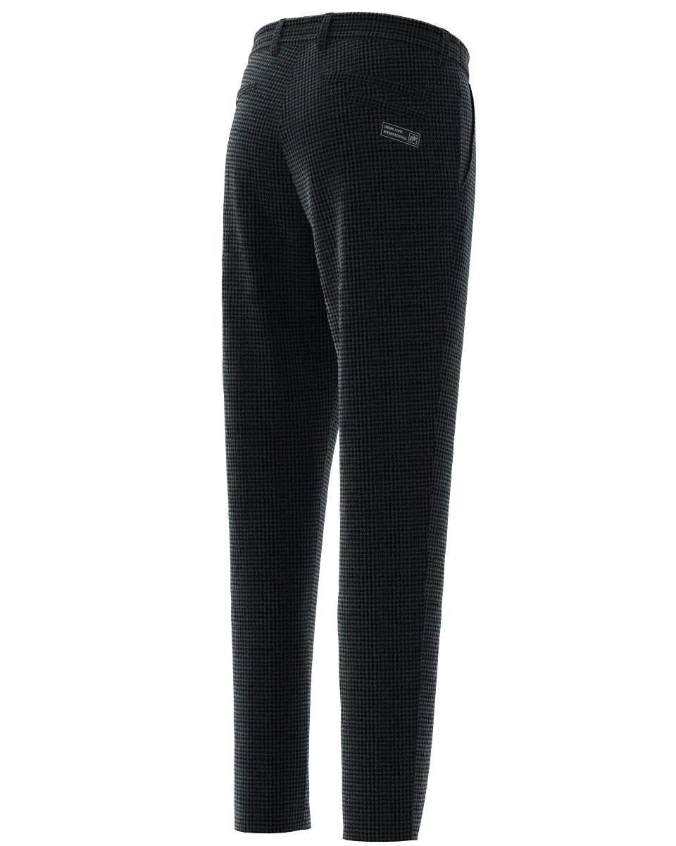 MEN VELVET KNIT 千鳥プリント ロングパンツ ダークブルーグレー
