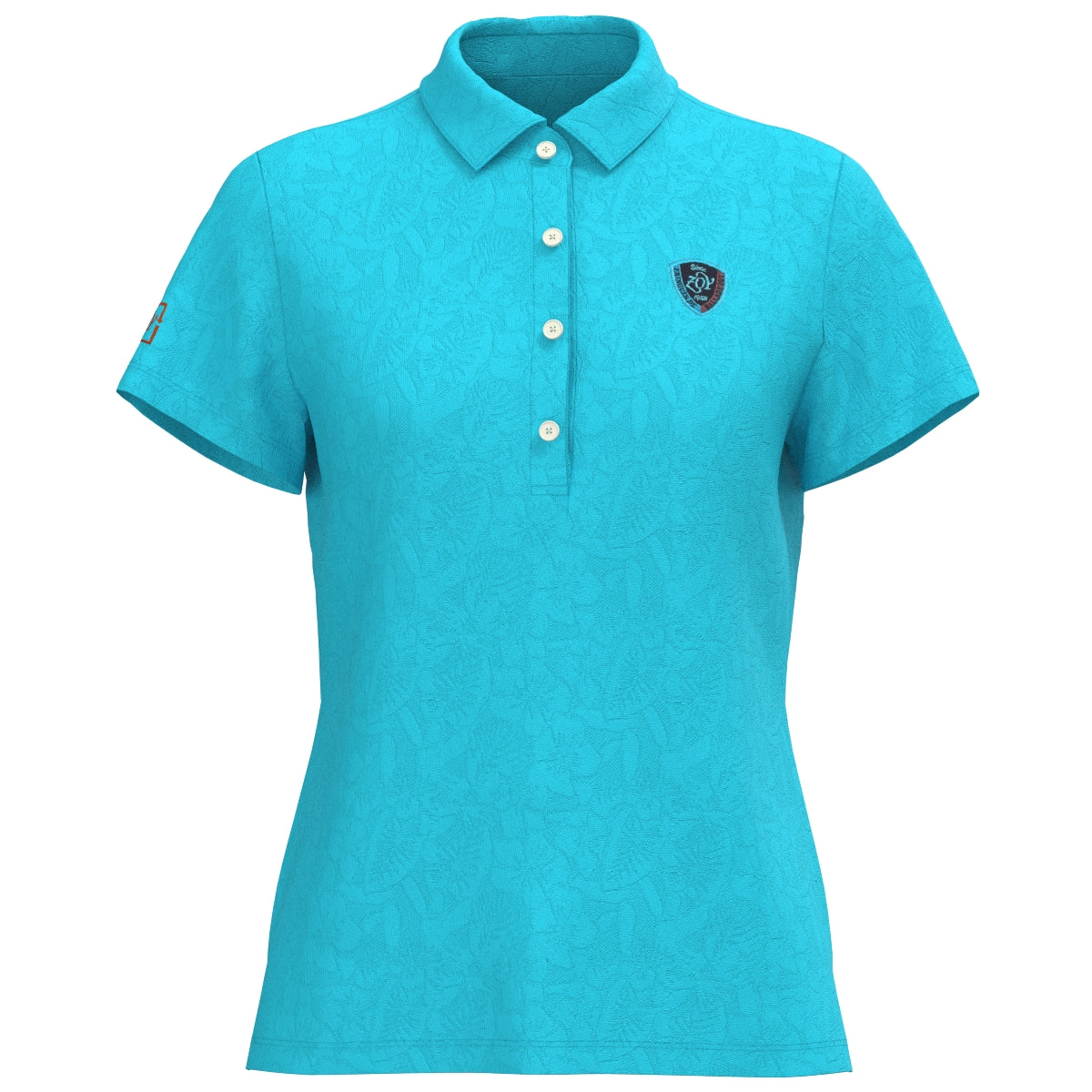 Women's Recycled Poly Flower Lynx Short Sleeve Shirt in Turquoise