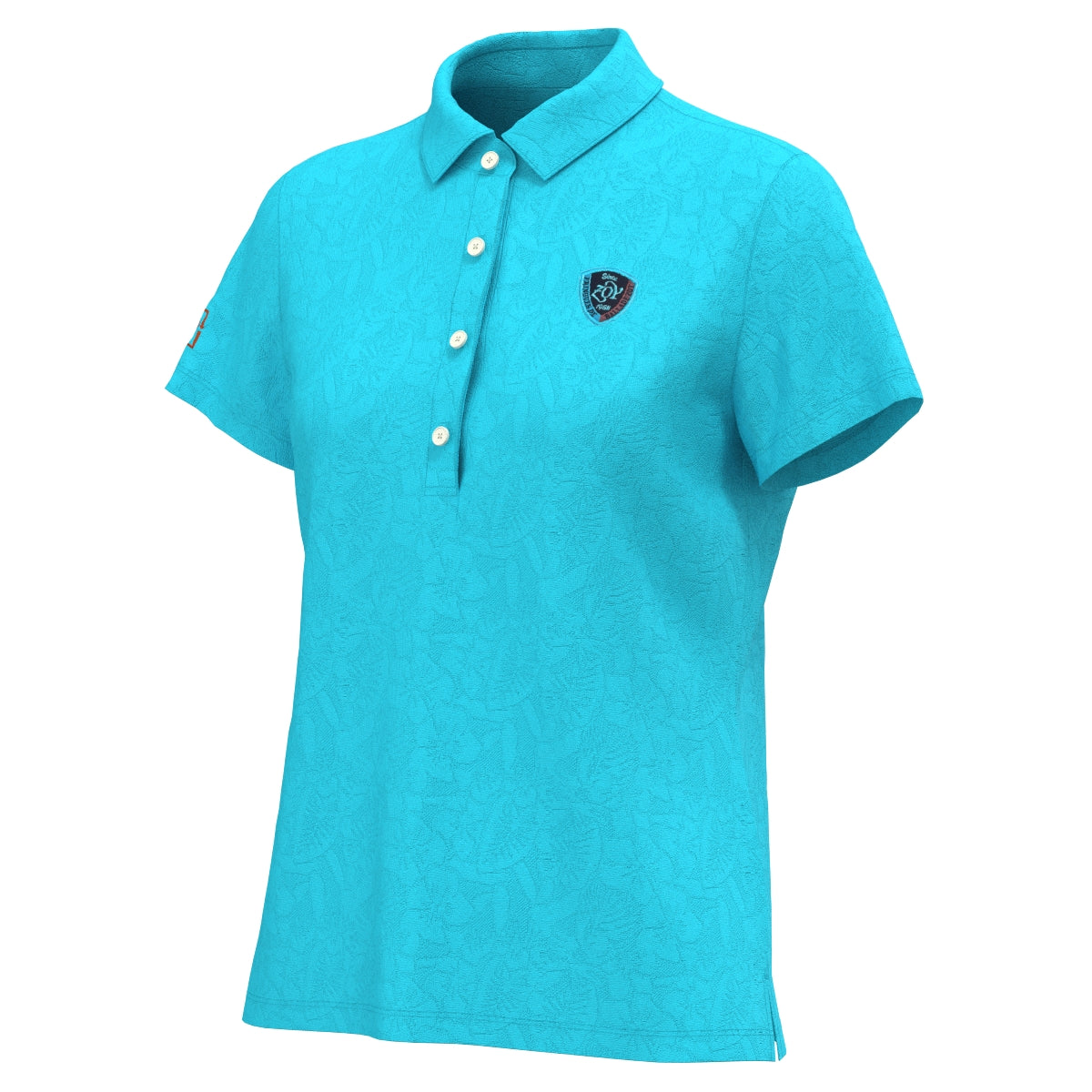 Women's Recycled Poly Flower Lynx Short Sleeve Shirt in Turquoise