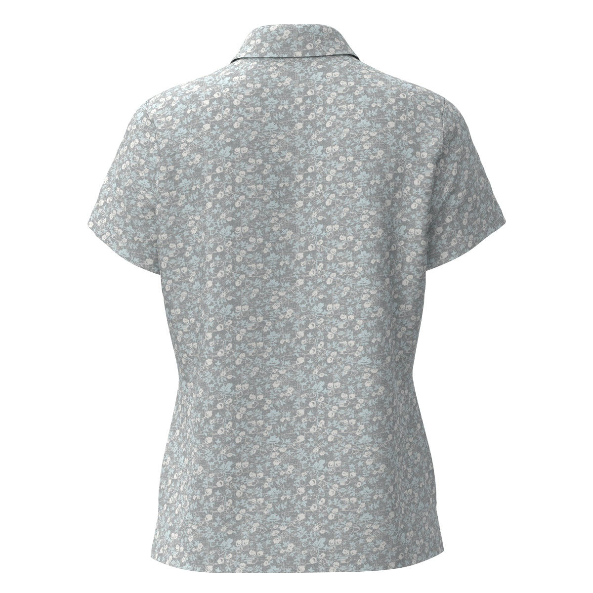 Women's Small Floral Print Short Sleeve Shirt in Light Gray