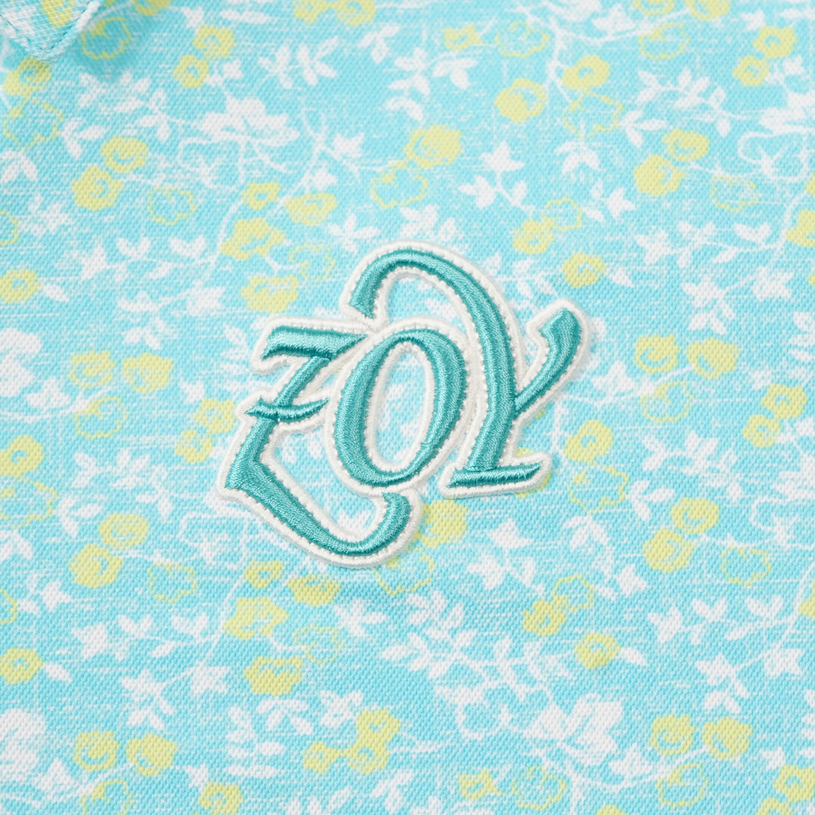 Women's Small Floral Print Short Sleeve Shirt in Water Blue