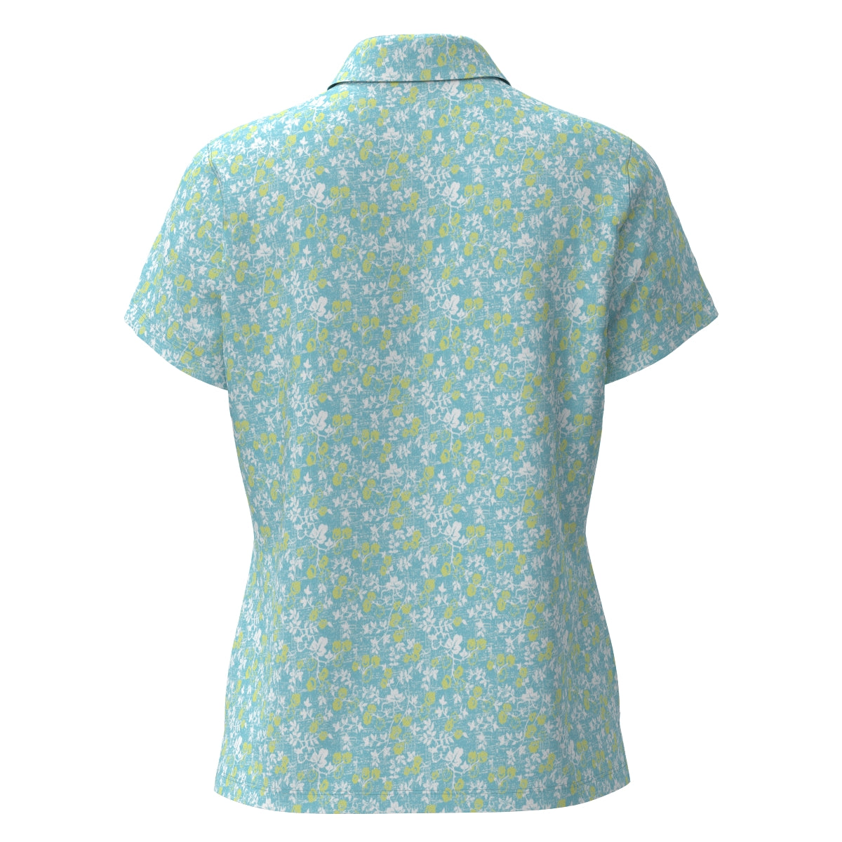 Women's Small Floral Print Short Sleeve Shirt in Water Blue